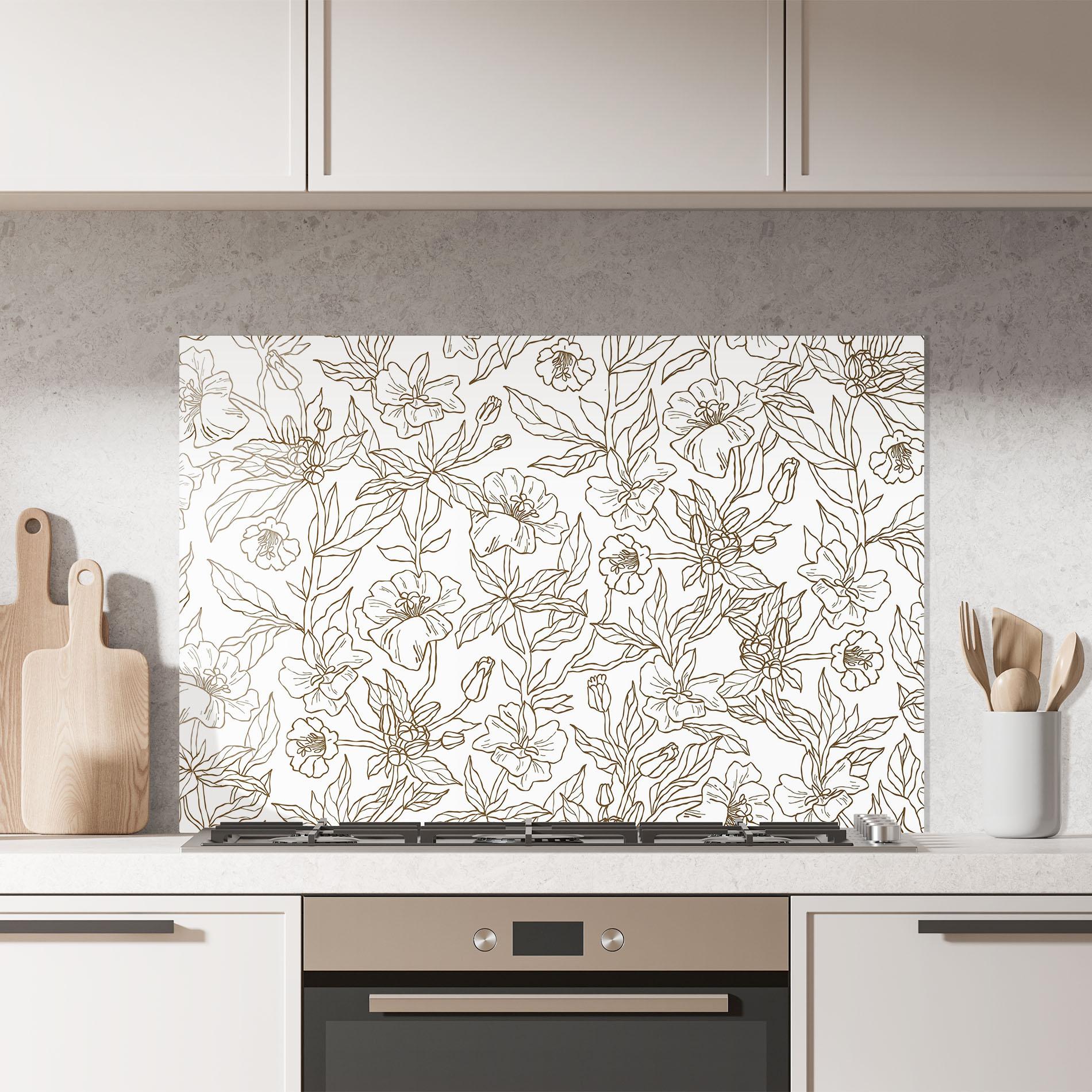 Стъклен панел за кухня Cream Line Flowers mockup 7