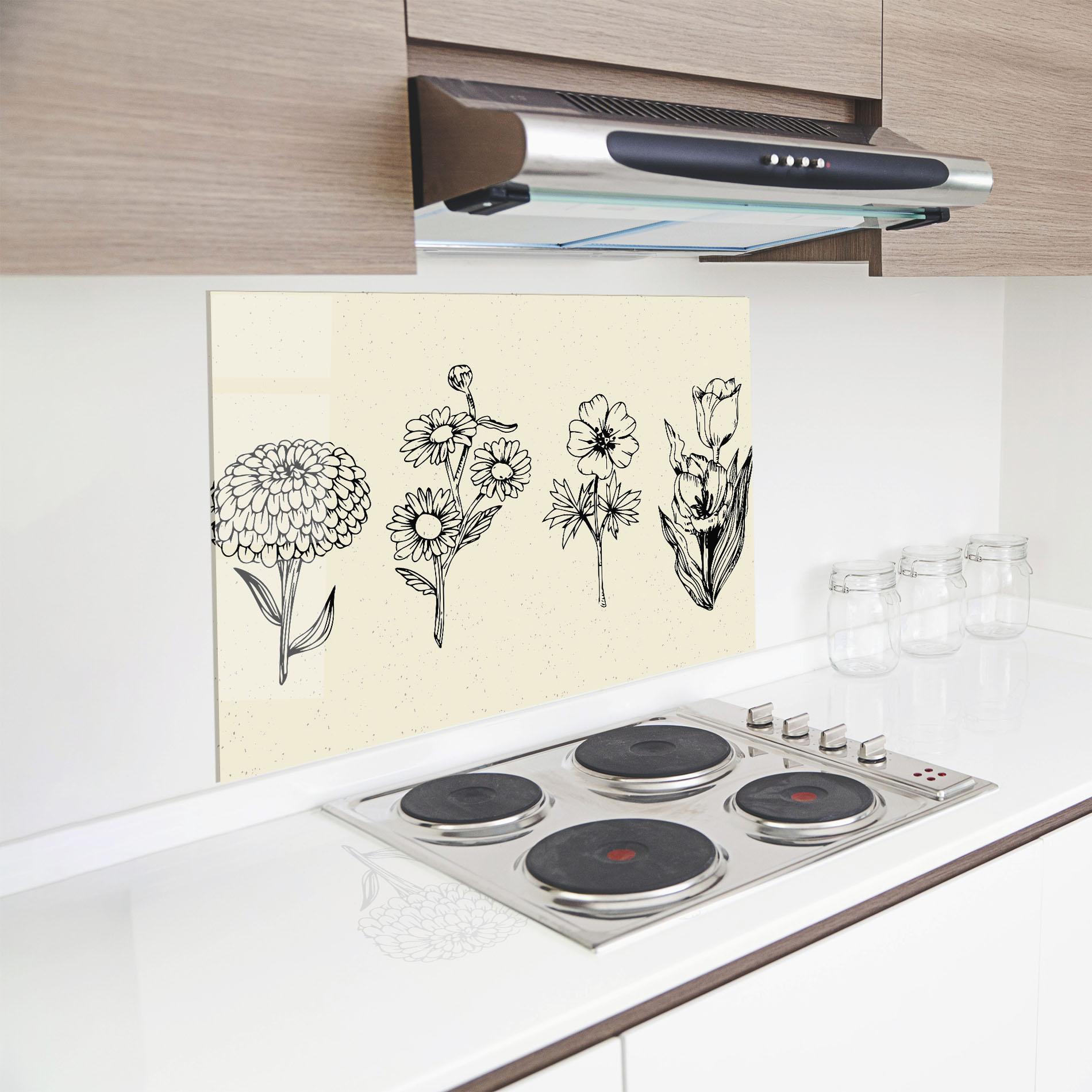 Стъклен панел за кухня Black Line Cream mockup 8