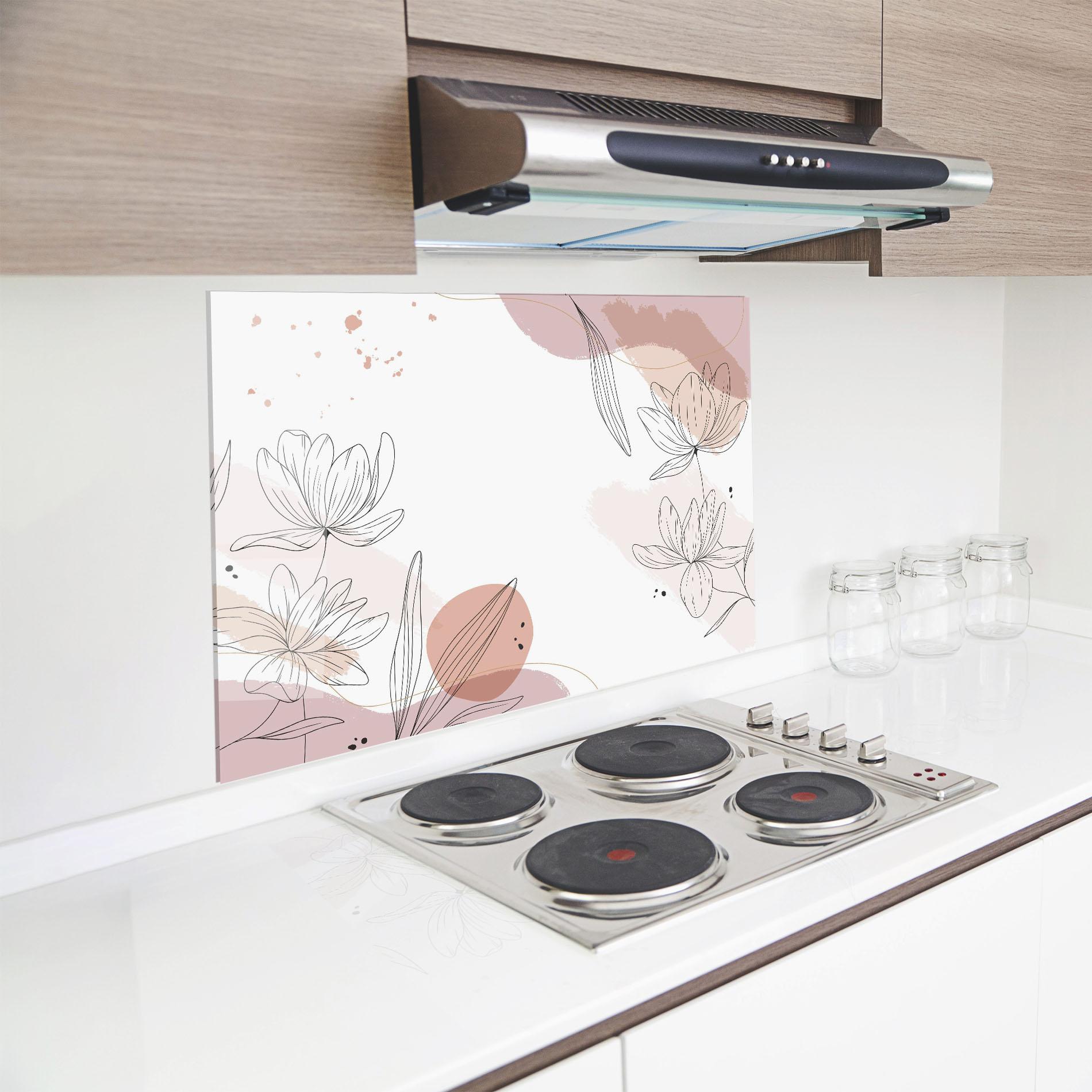 Стъклен панел за кухня Black Pink Line mockup 8