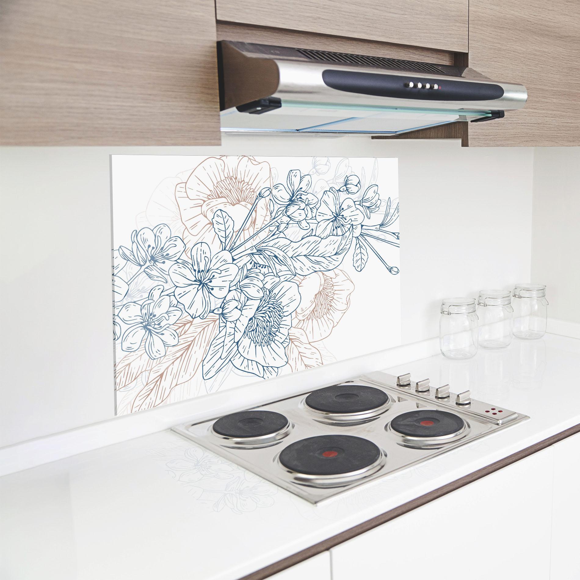 Стъклен панел за кухня Blue Cream Line mockup 8