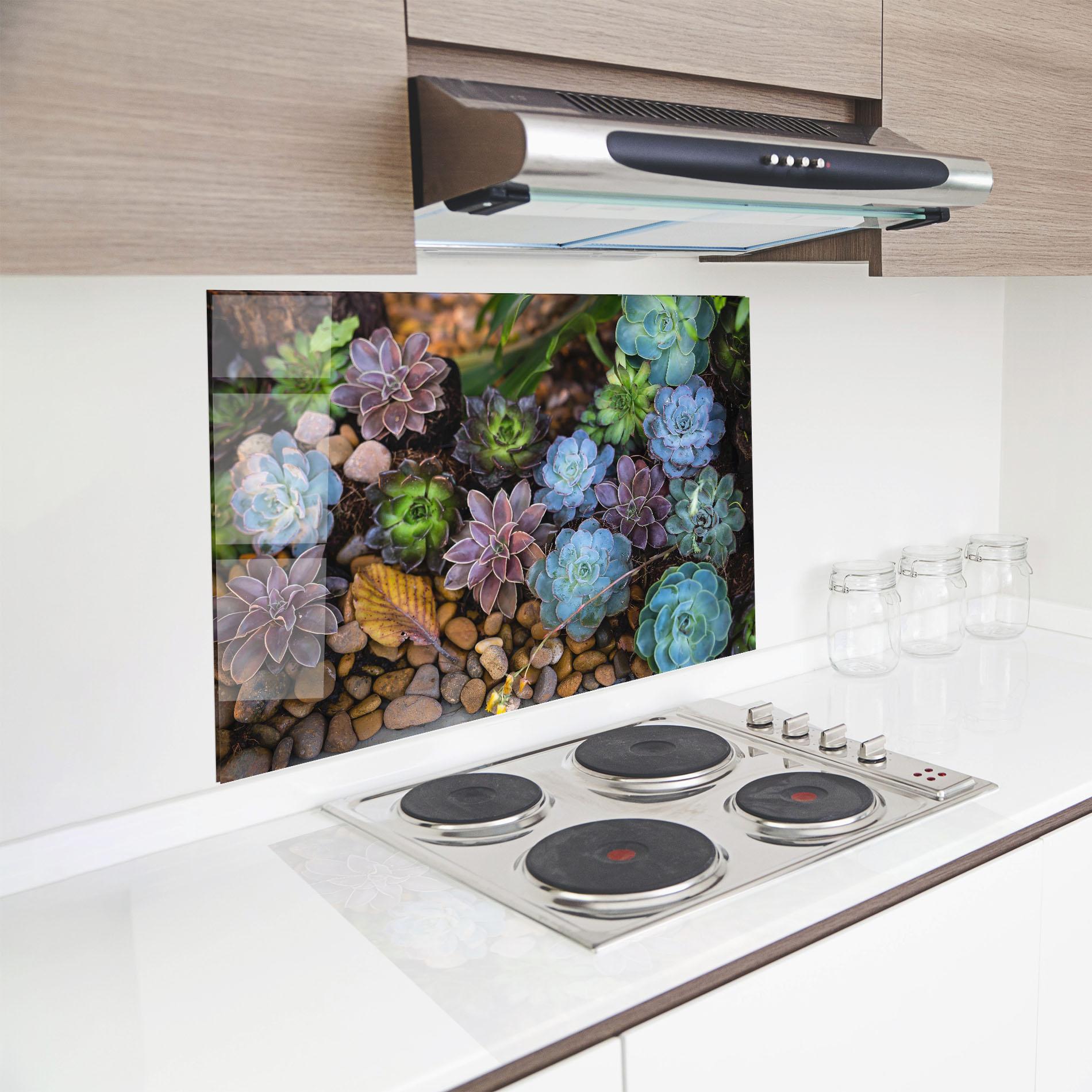 Стъклен панел за кухня Colorful Flowers mockup 8