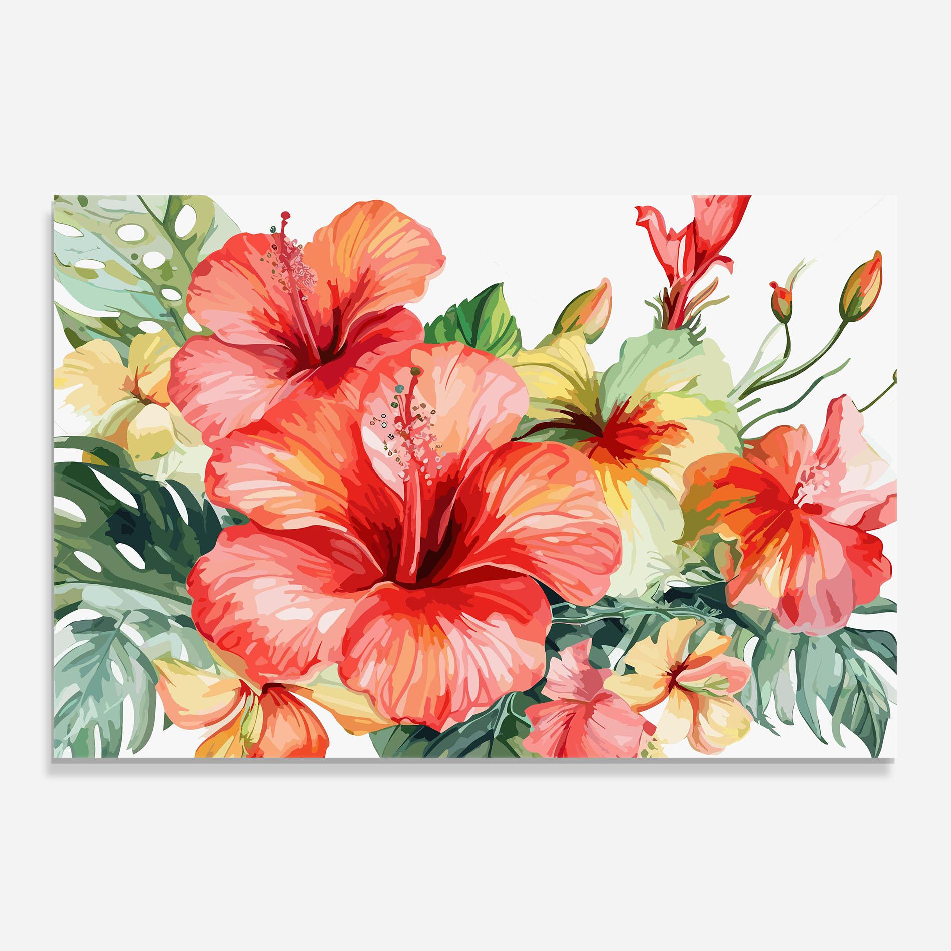 Стъклен панел за кухня Exotic Red Flower mockup 0