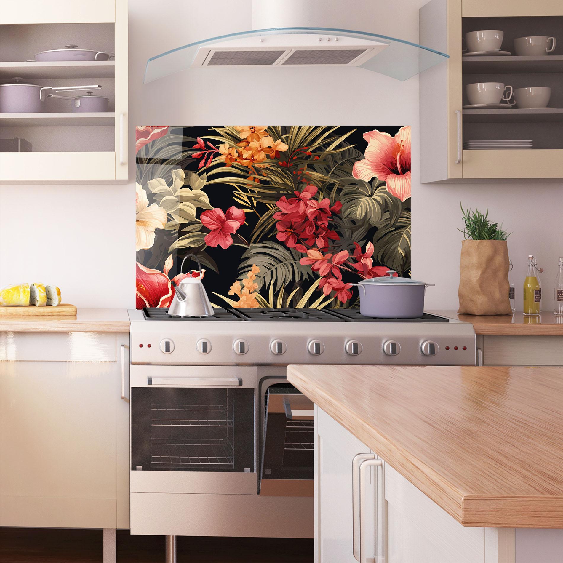 Стъклен панел за кухня Exotic Flower Plant mockup 1
