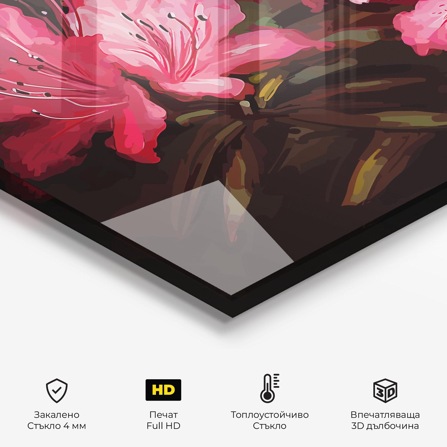 Стъклен панел за кухня Pink Exotic Art mockup 2