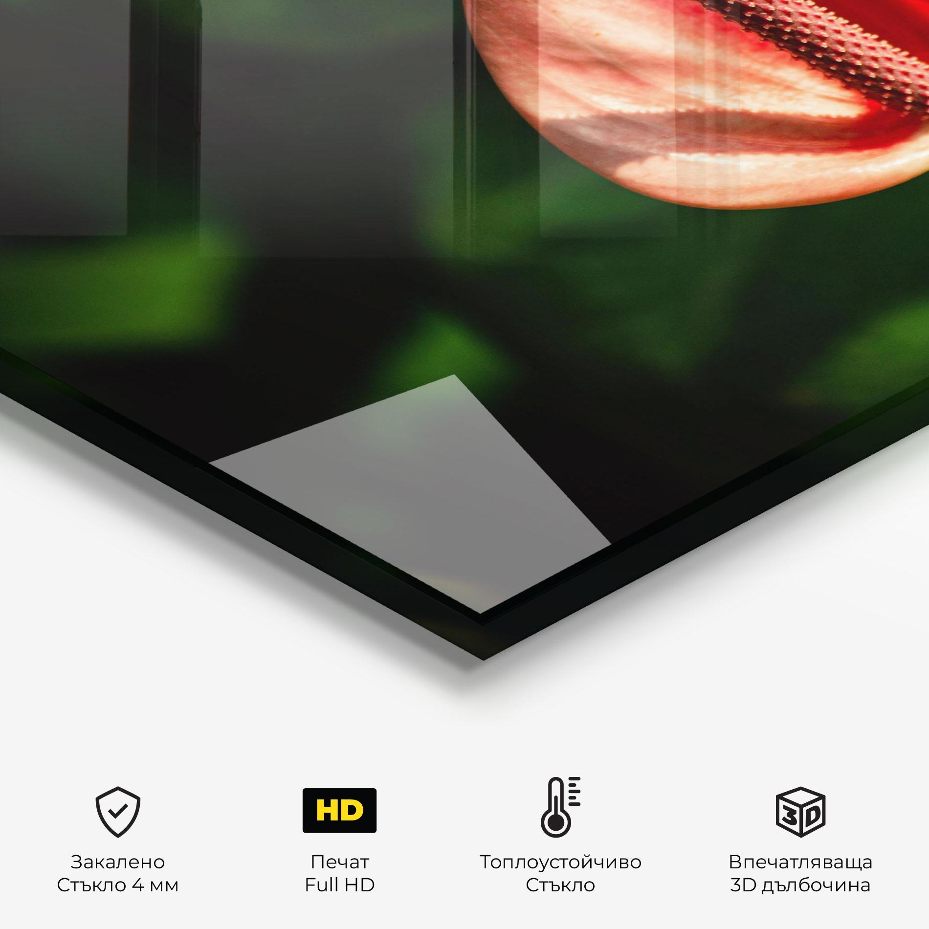 Стъклен панел за кухня Plant Exotic Red mockup 2