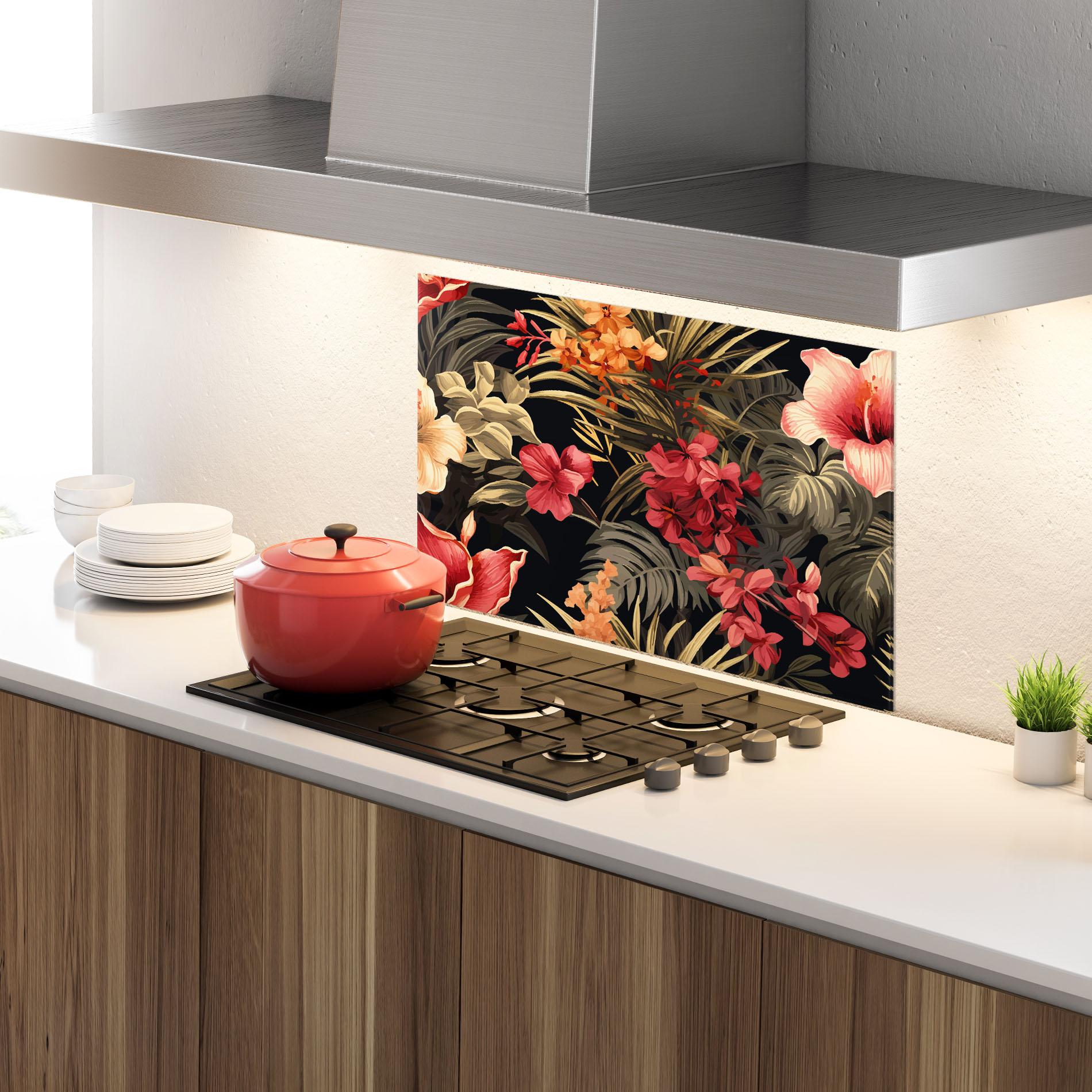 Стъклен панел за кухня Exotic Flower Plant mockup 4