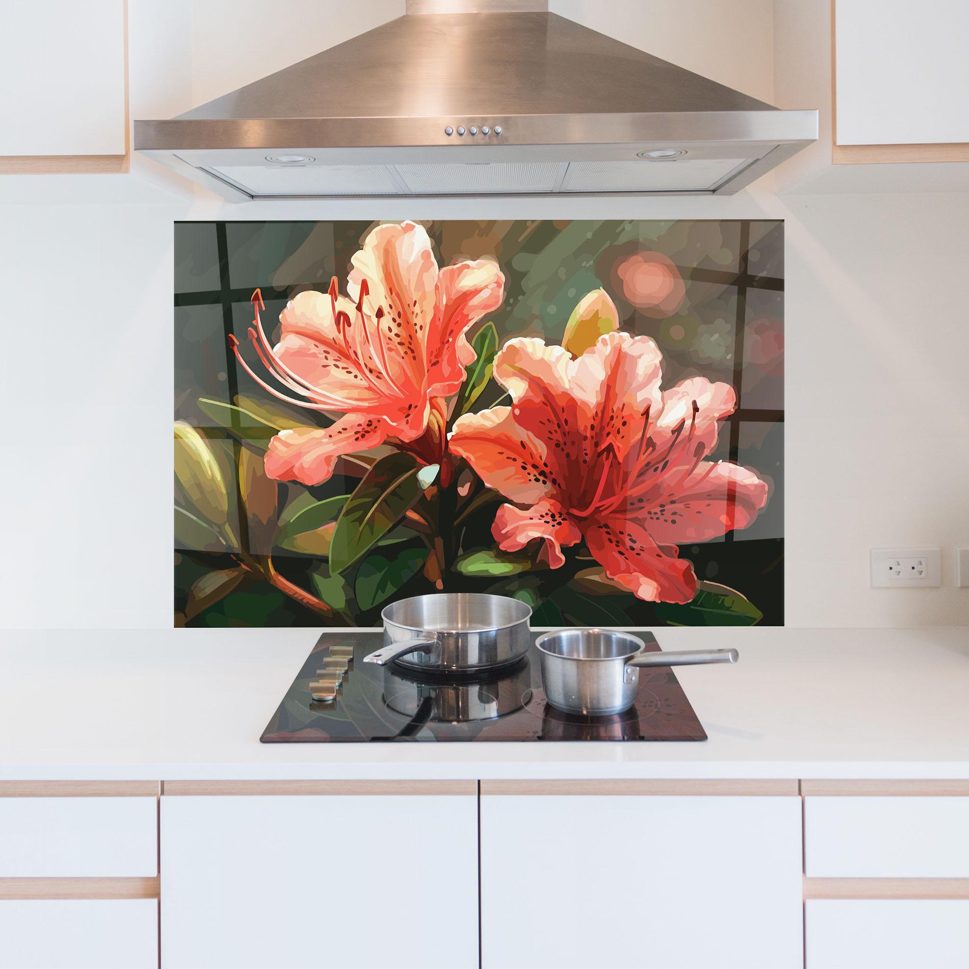 Стъклен панел за кухня Dreamy Exotic Flower mockup 5