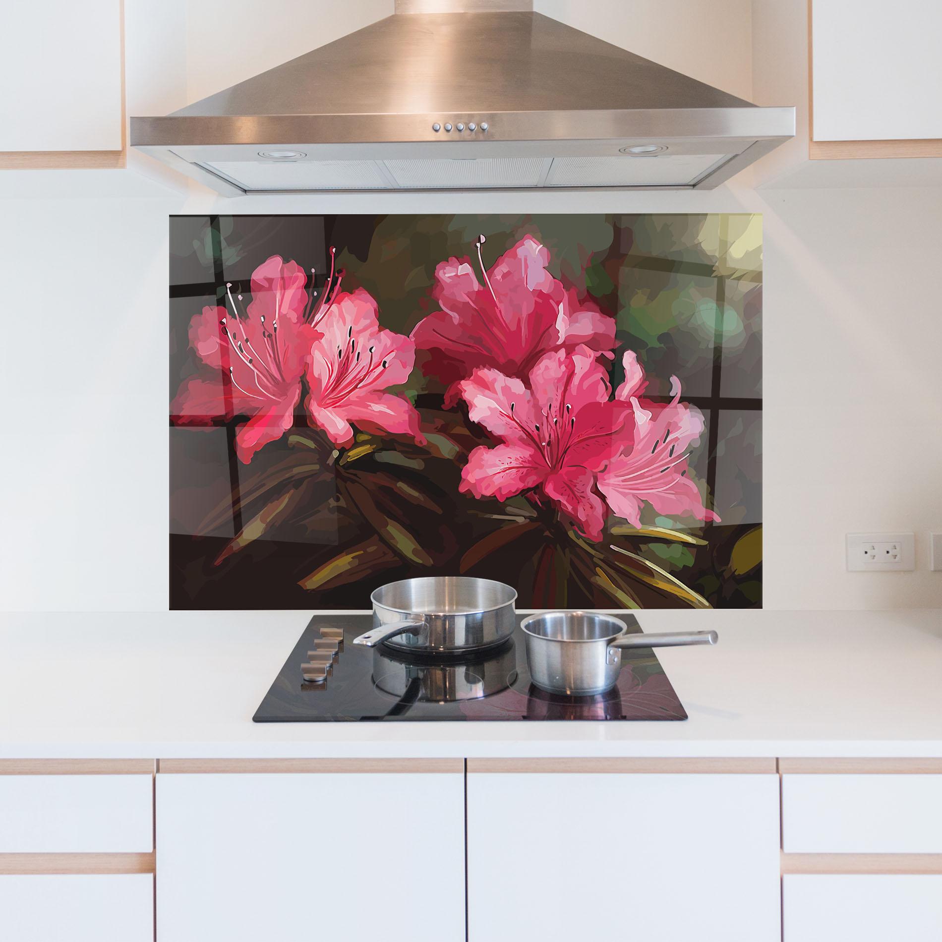 Стъклен панел за кухня Pink Exotic Art mockup 5