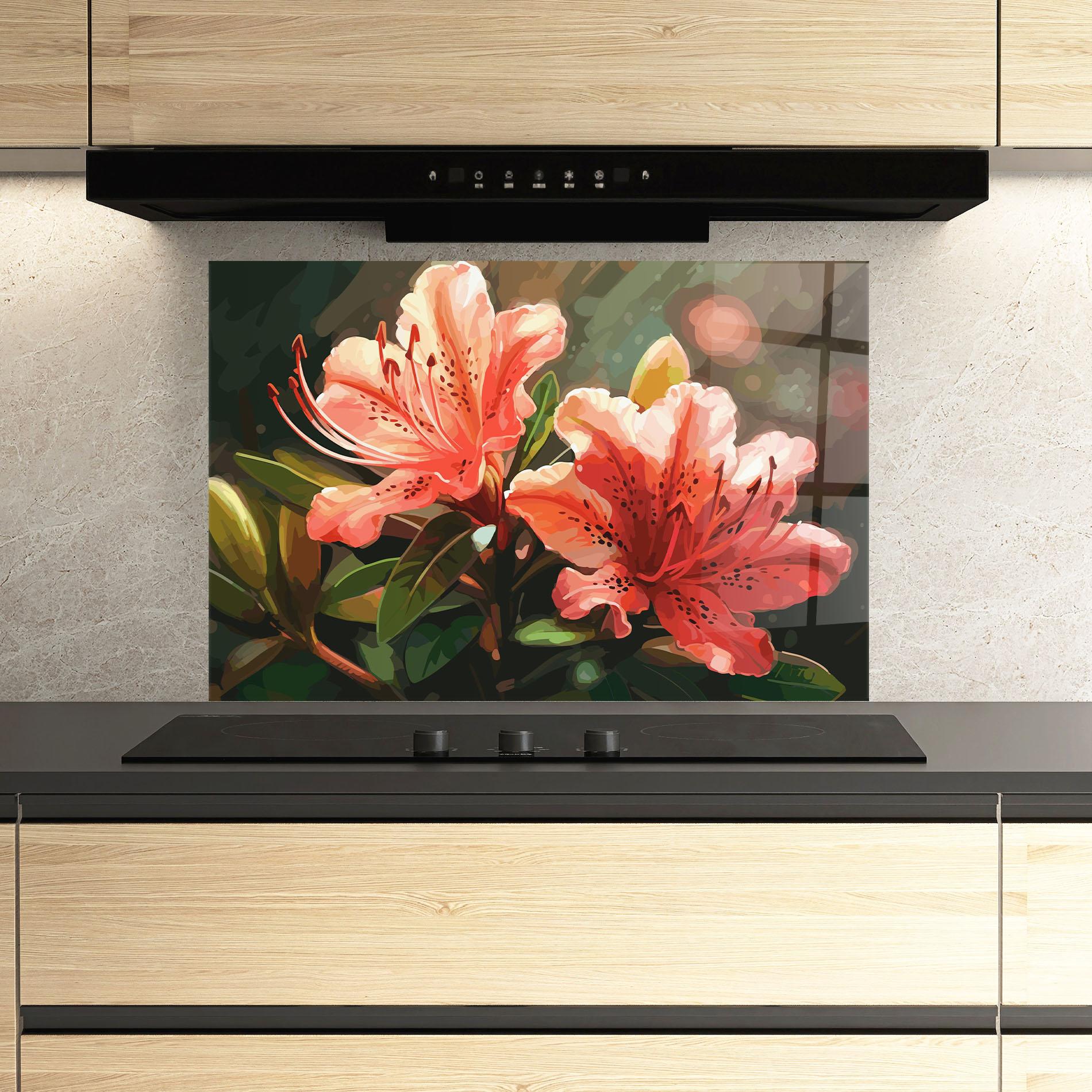 Стъклен панел за кухня Dreamy Exotic Flower mockup 3