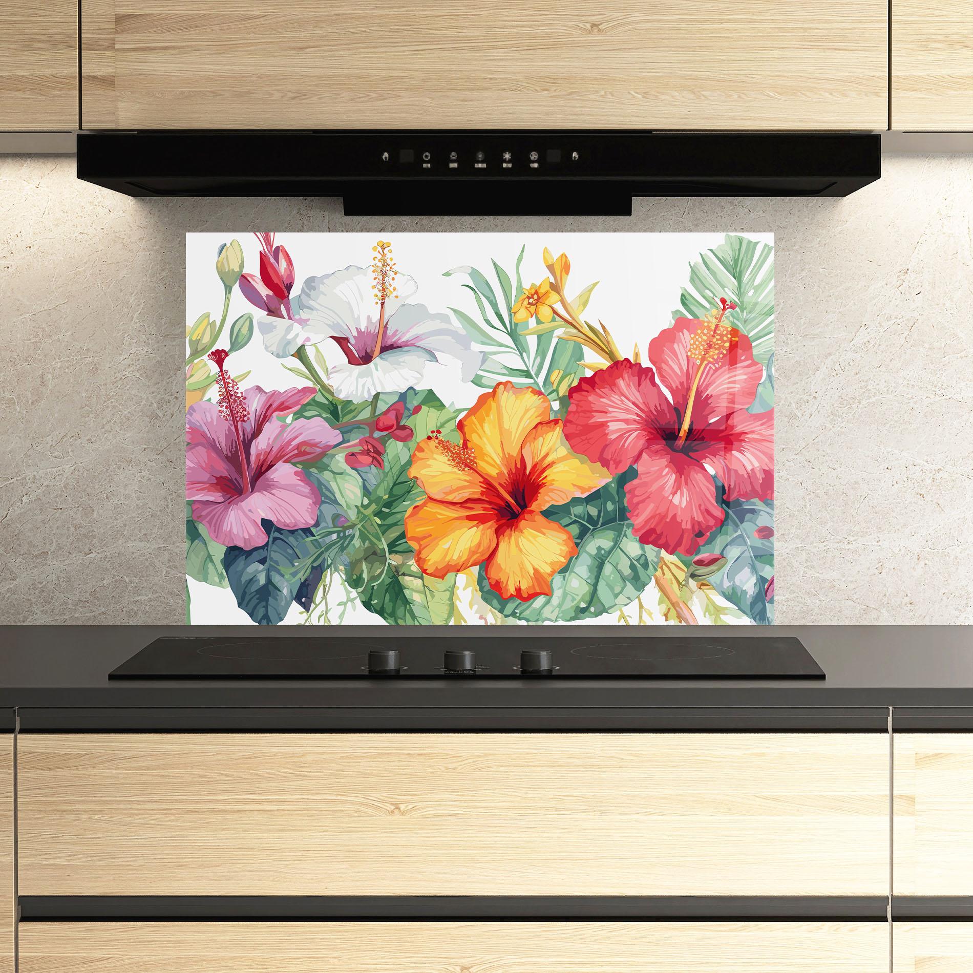 Стъклен панел за кухня Exotic Flowers mockup 3