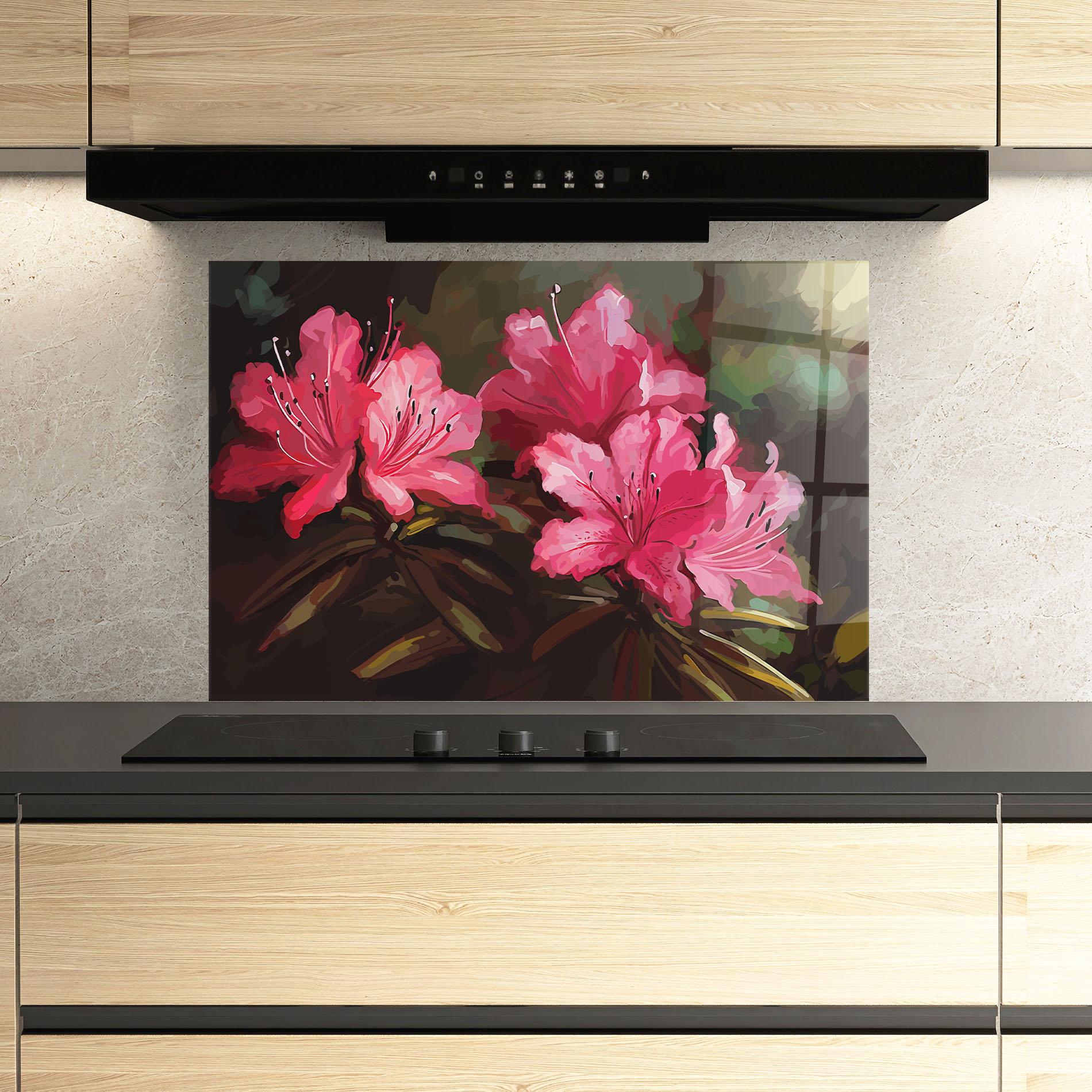 Стъклен панел за кухня Pink Exotic Art mockup 3