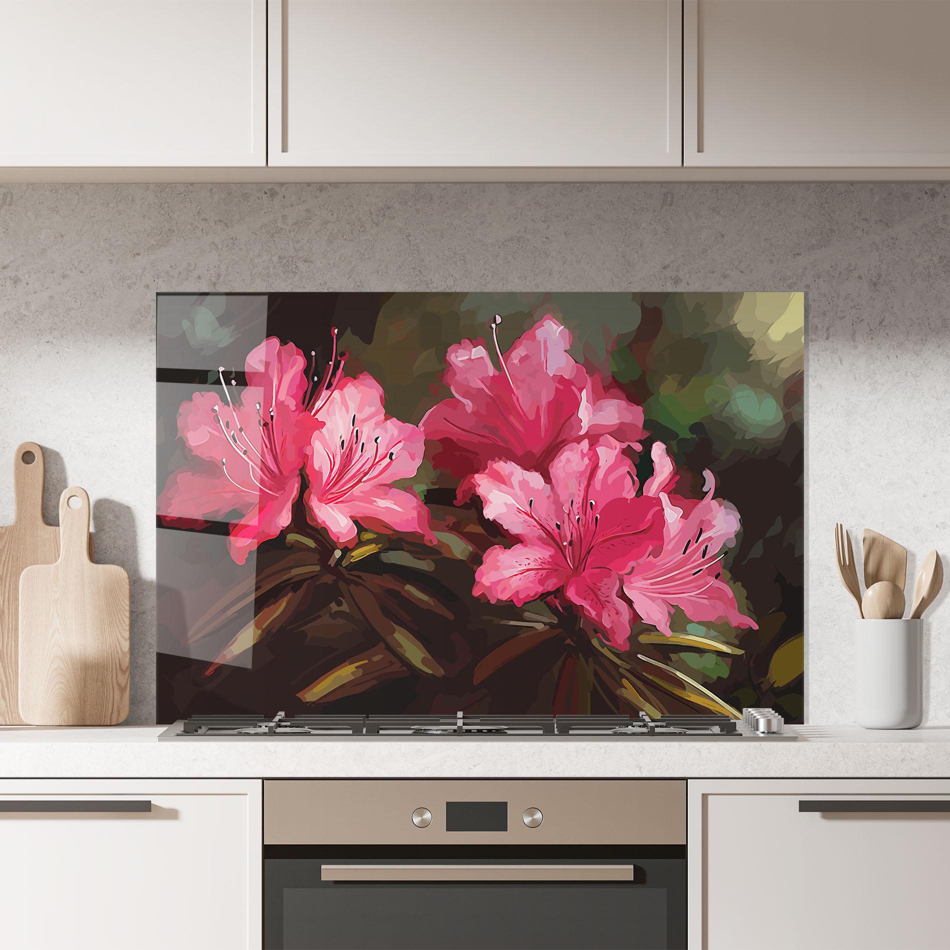 Стъклен панел за кухня Pink Exotic Art mockup 7