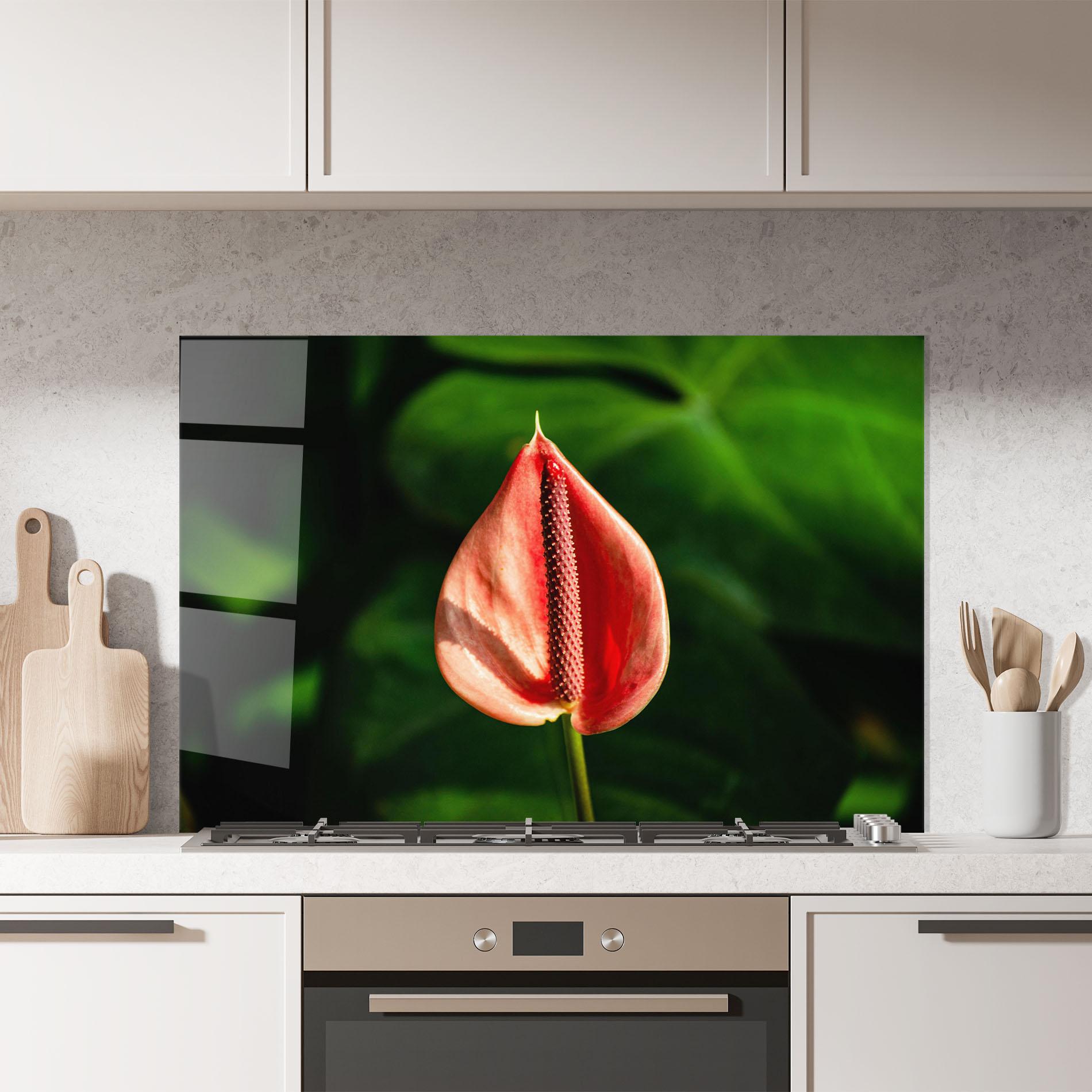 Стъклен панел за кухня Plant Exotic Red mockup 7