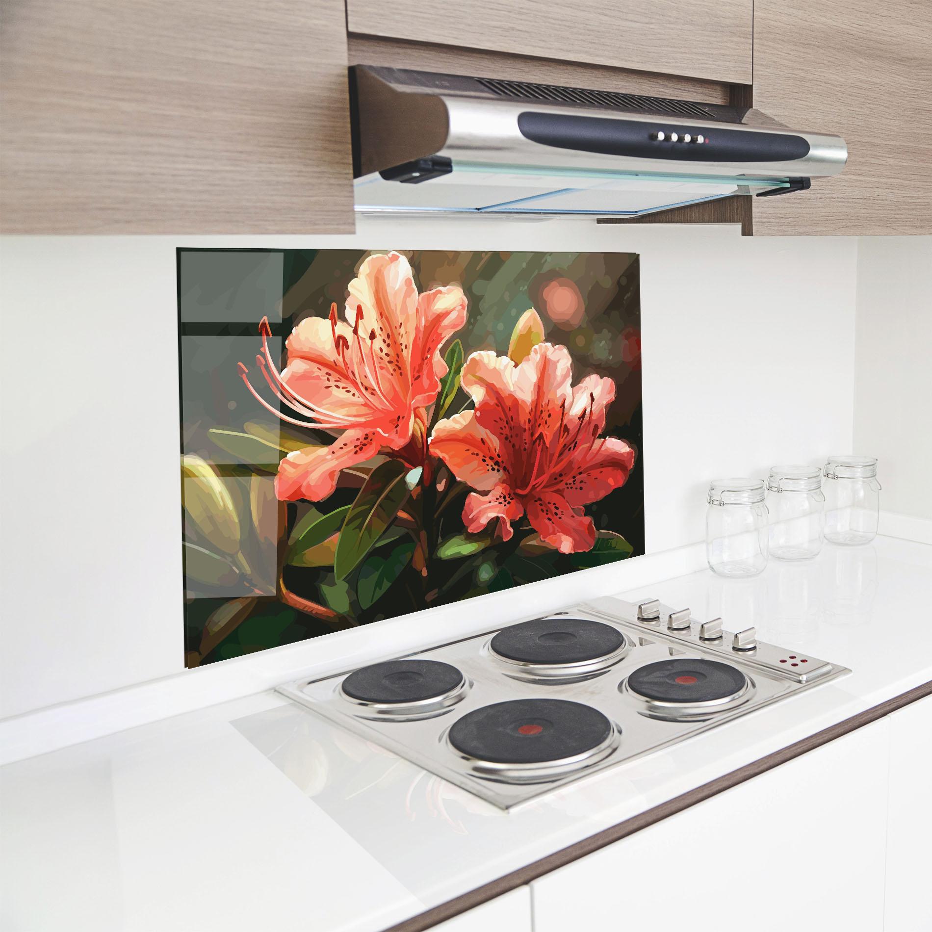 Стъклен панел за кухня Dreamy Exotic Flower mockup 8