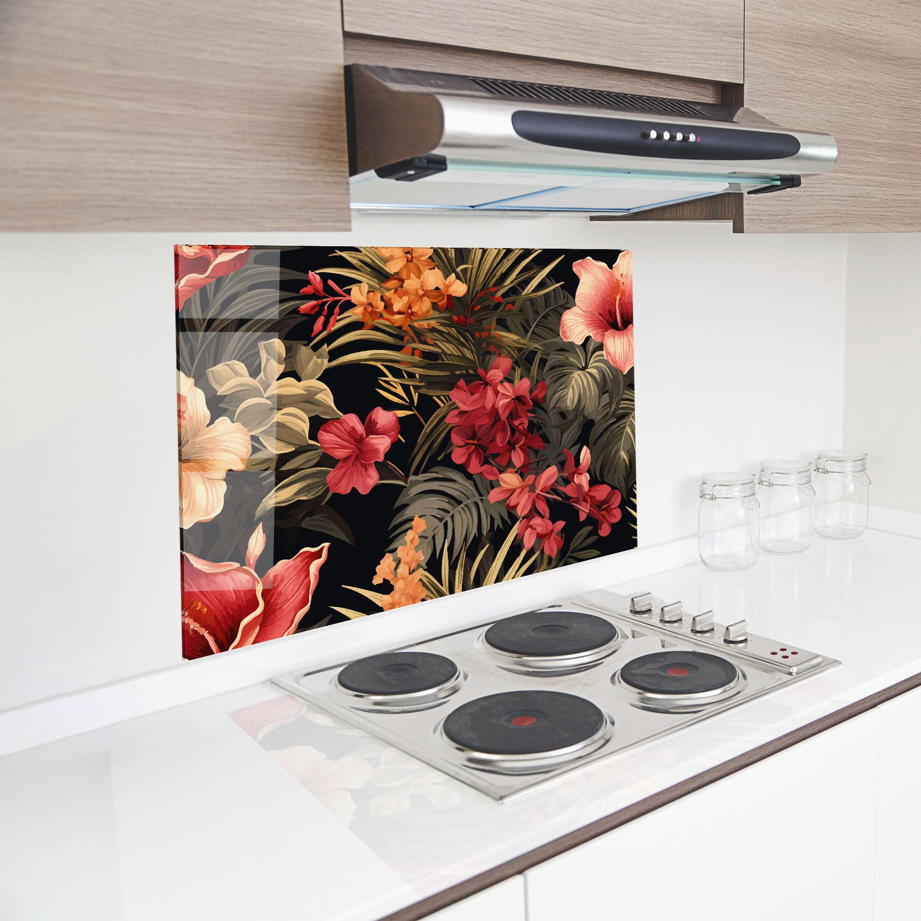 Стъклен панел за кухня Exotic Flower Plant mockup 8