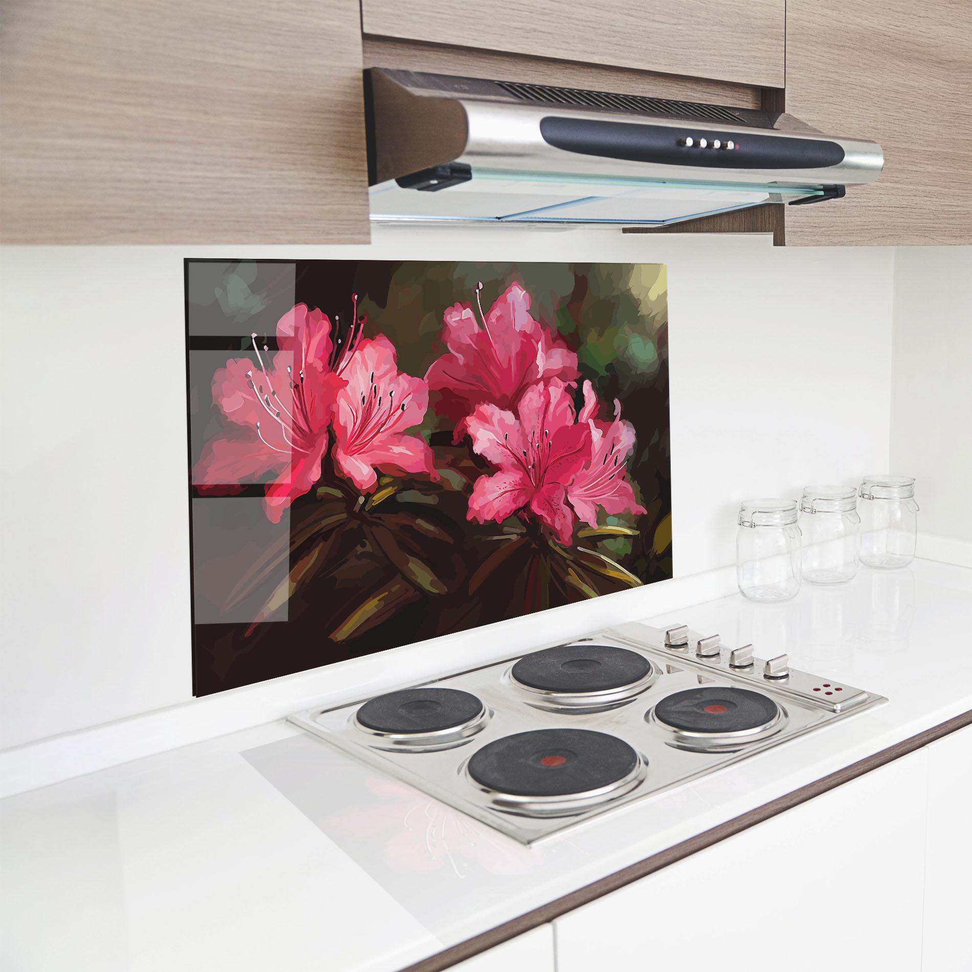 Стъклен панел за кухня Pink Exotic Art mockup 8