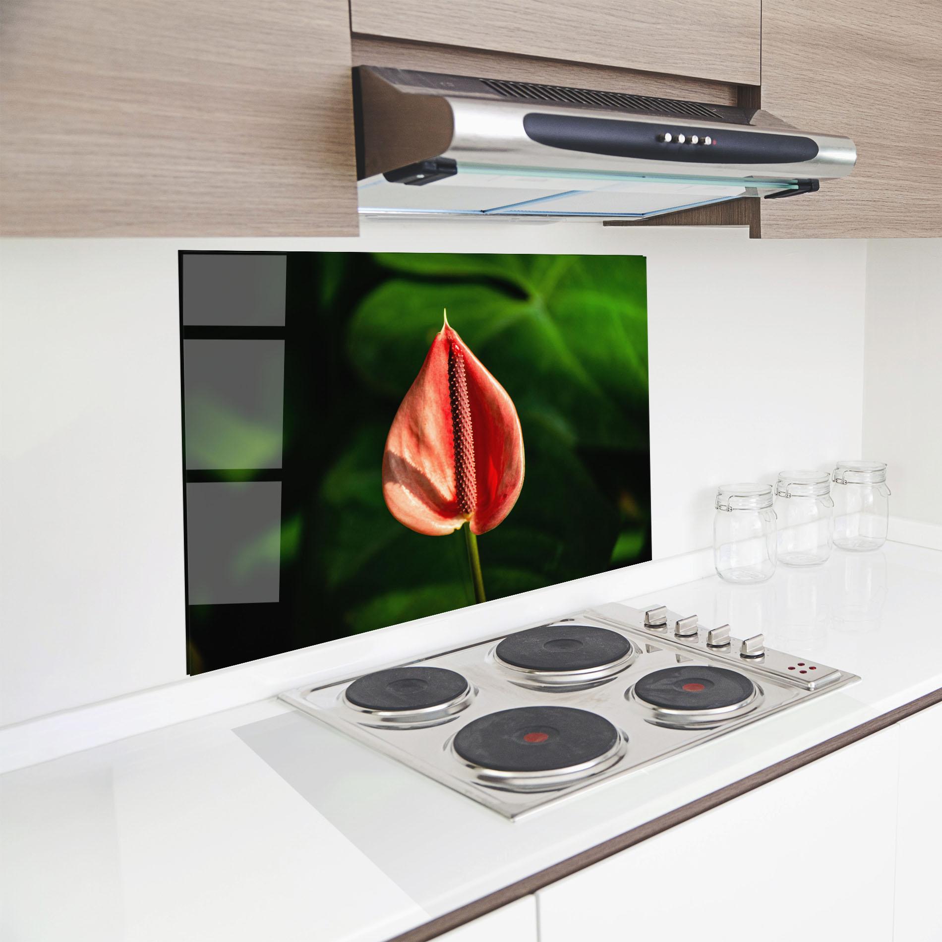Стъклен панел за кухня Plant Exotic Red mockup 8