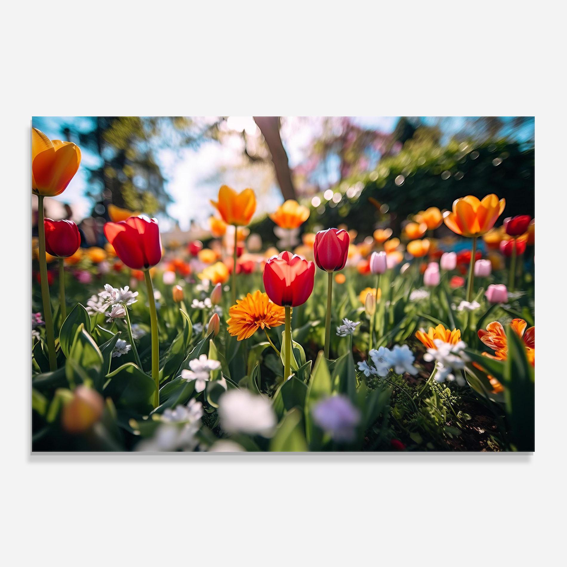 Стъклен панел за кухня Garden Tulips Mix mockup 0