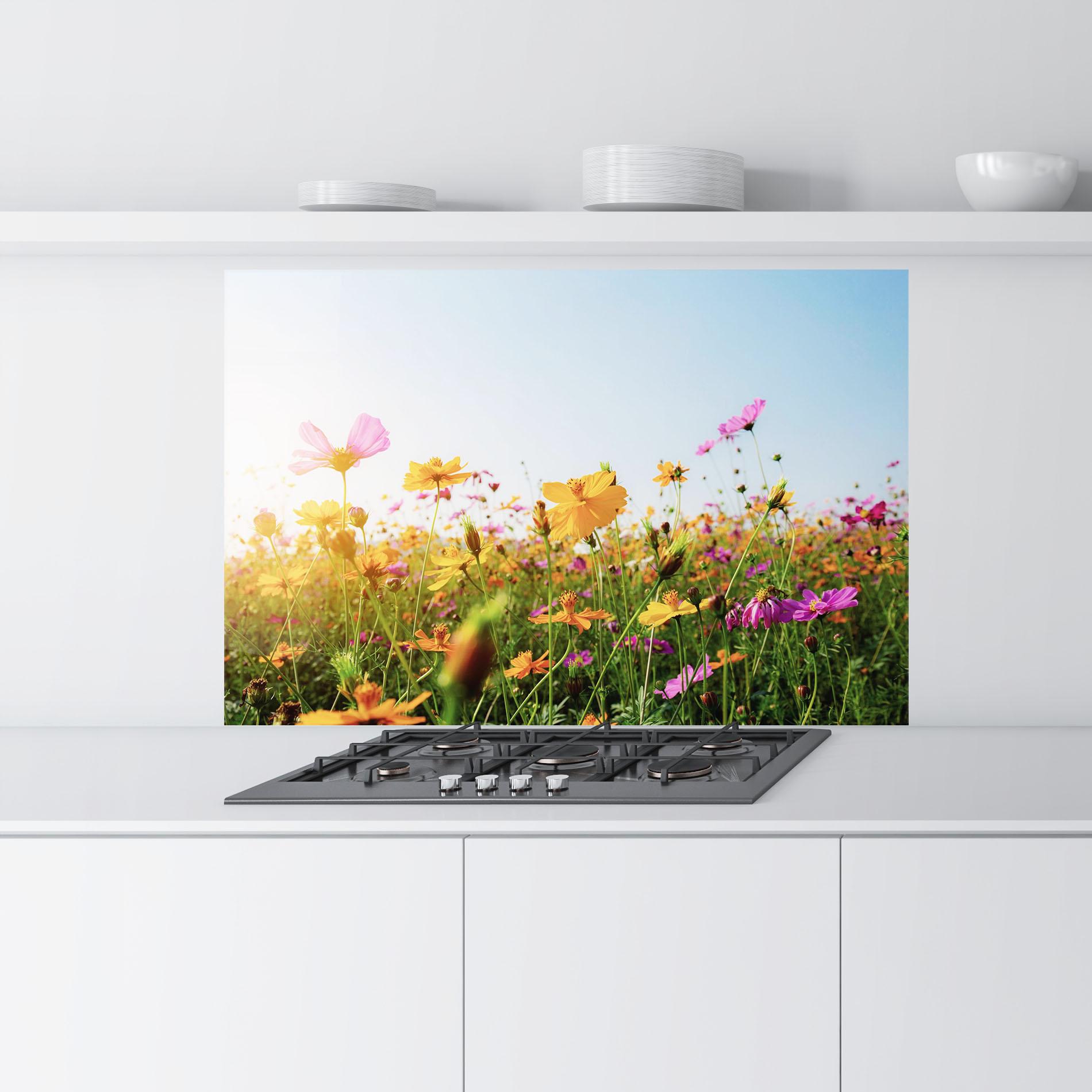 Стъклен панел за кухня Cosmos Field Sunset mockup 9