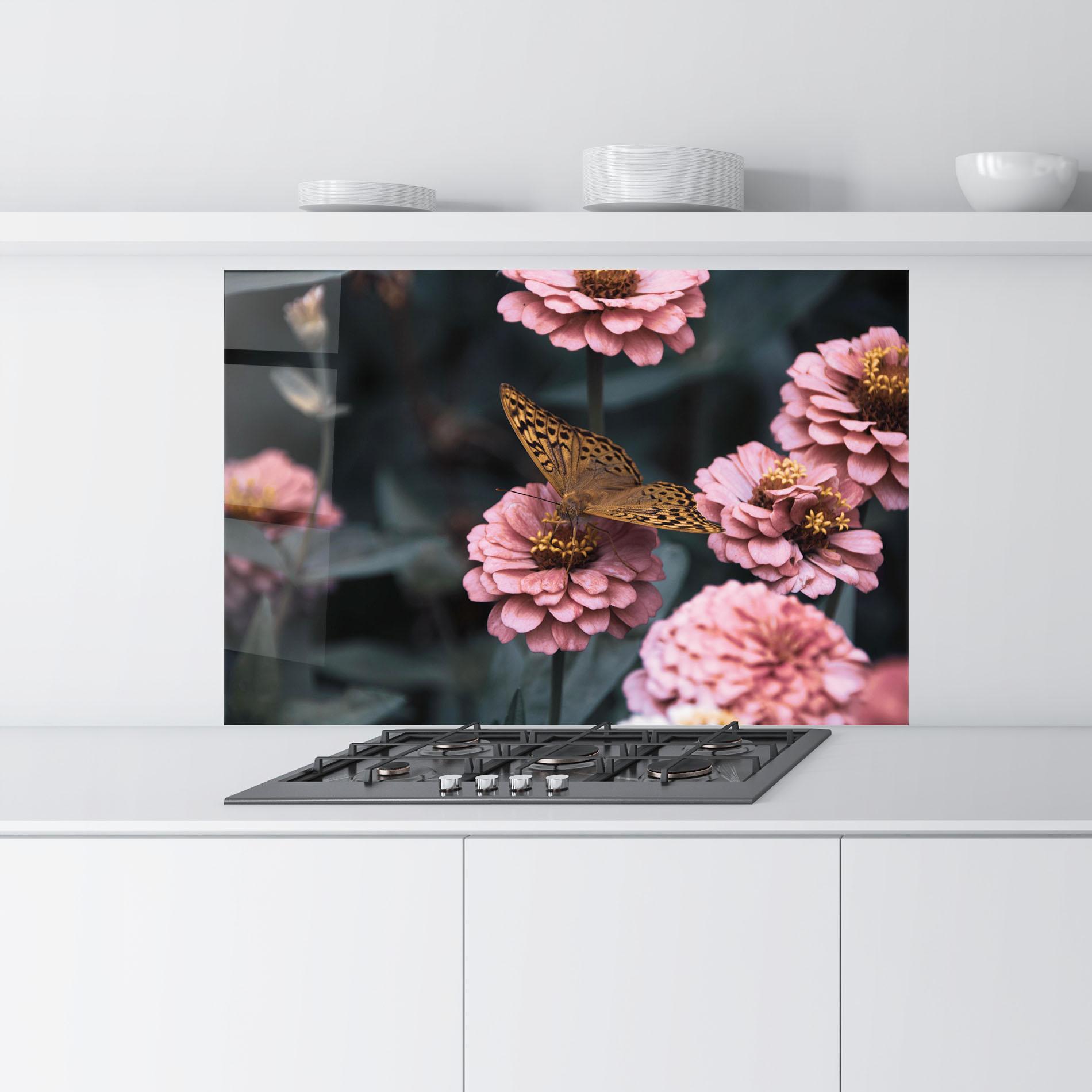Стъклен панел за кухня Flower Butterfly mockup 9