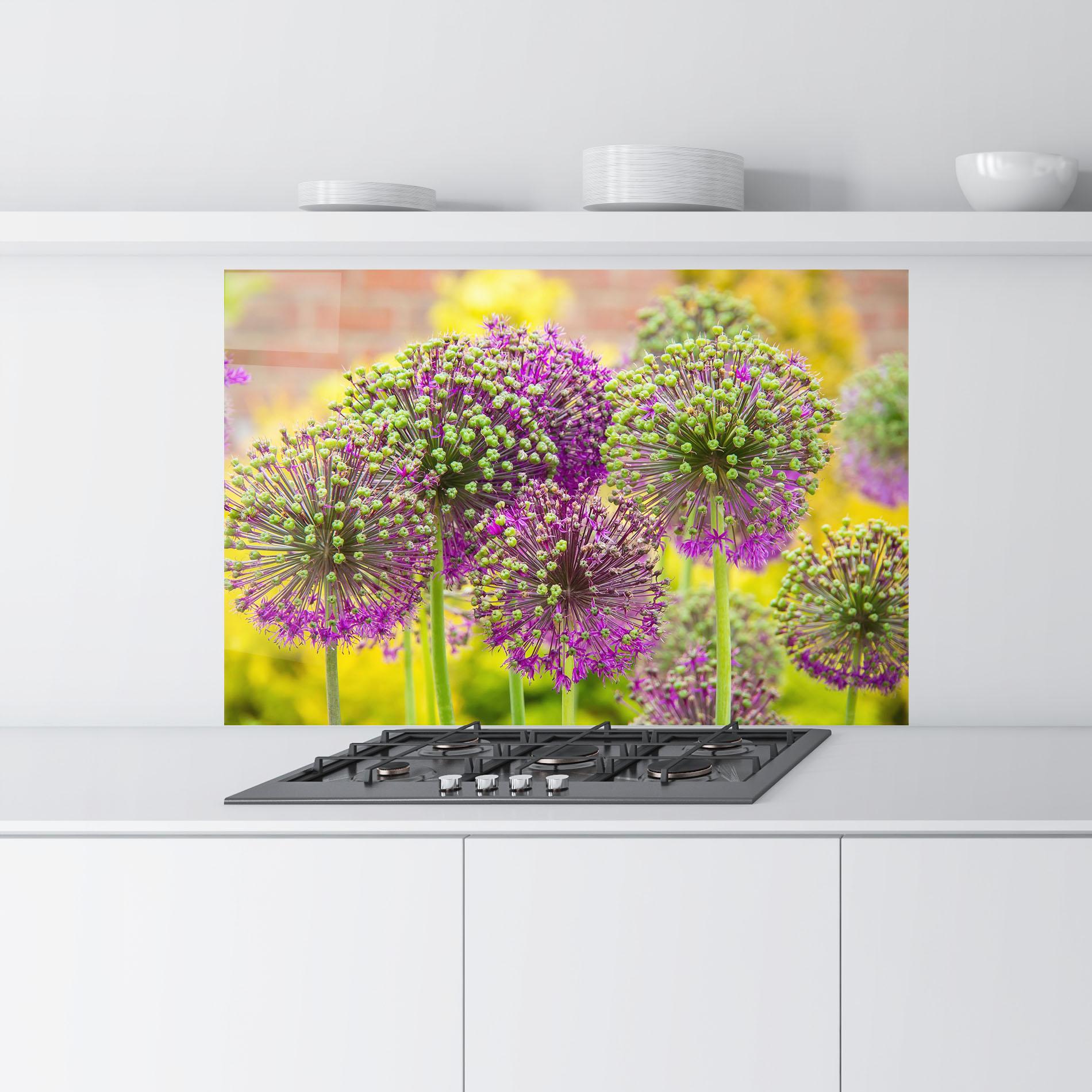 Стъклен панел за кухня Green Purple Garden mockup 9