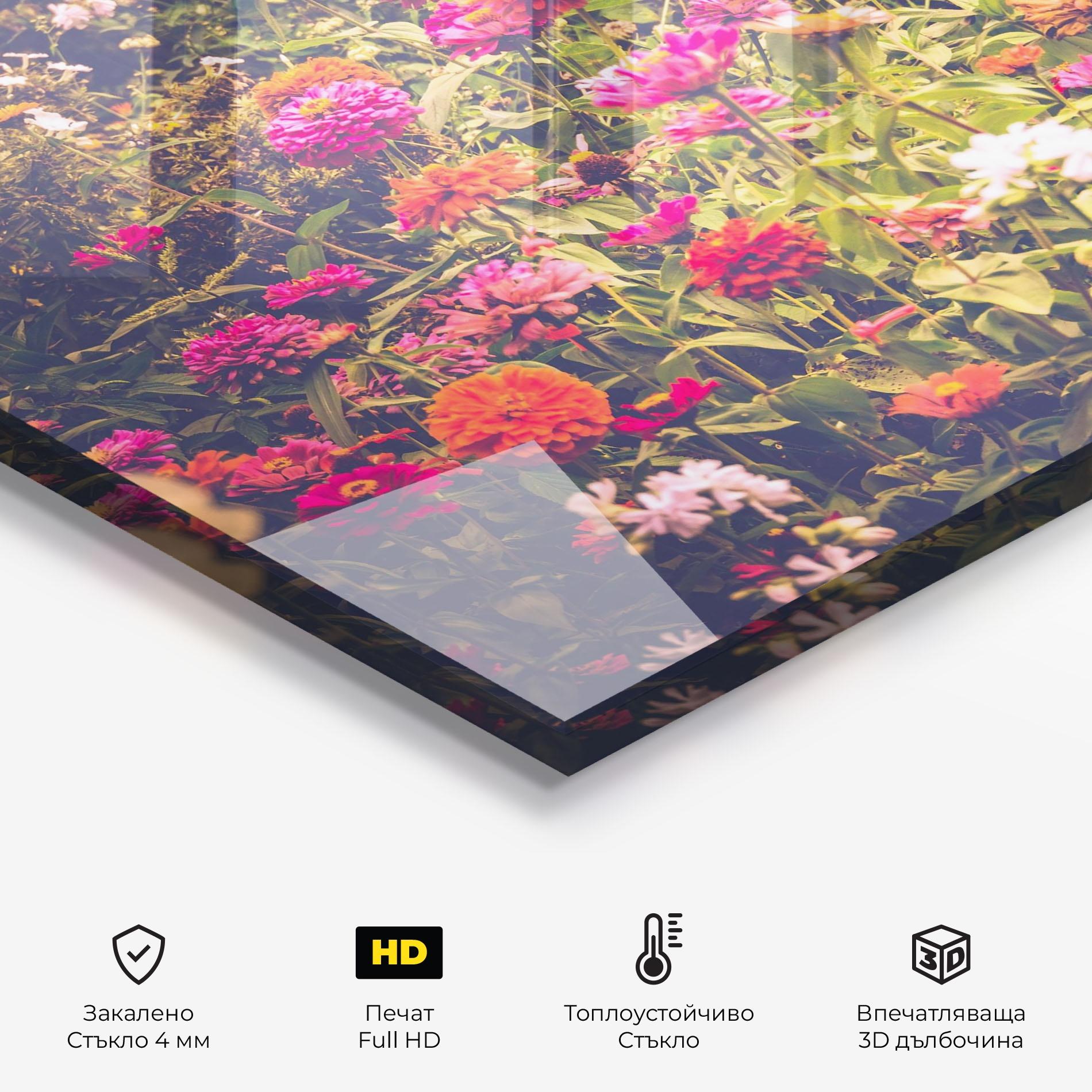 Стъклен панел за кухня Colorful Wild Field mockup 2