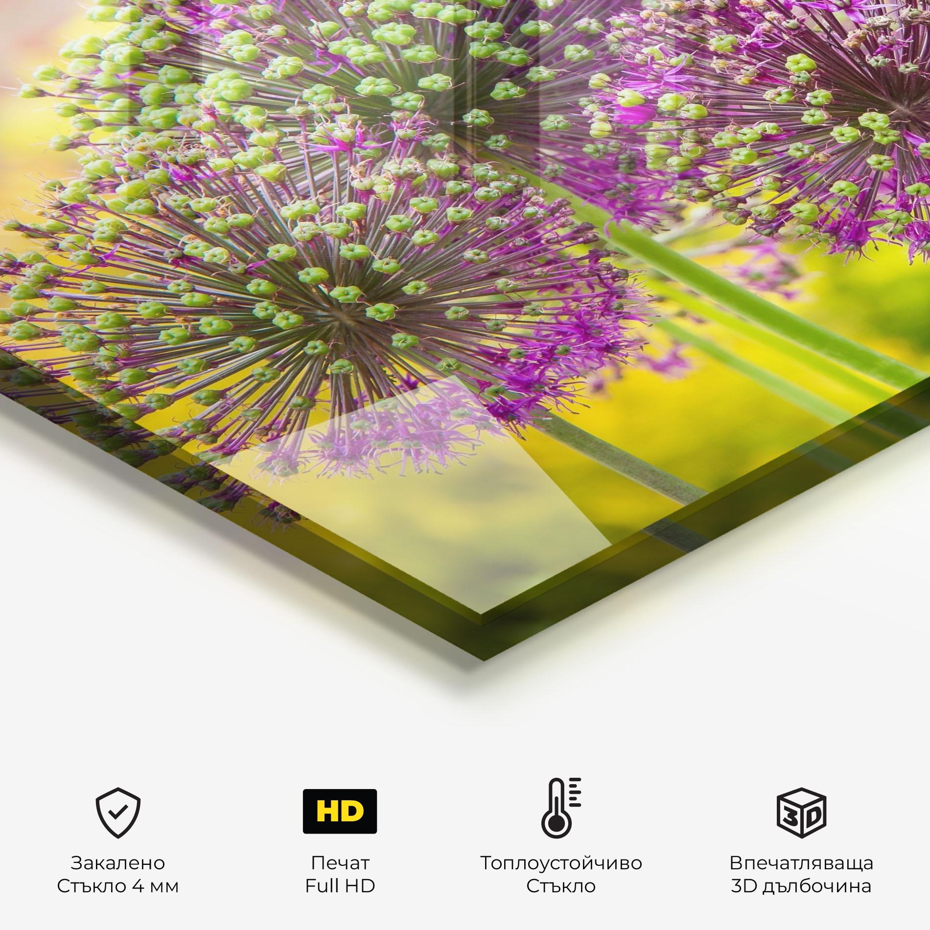 Стъклен панел за кухня Green Purple Garden mockup 2