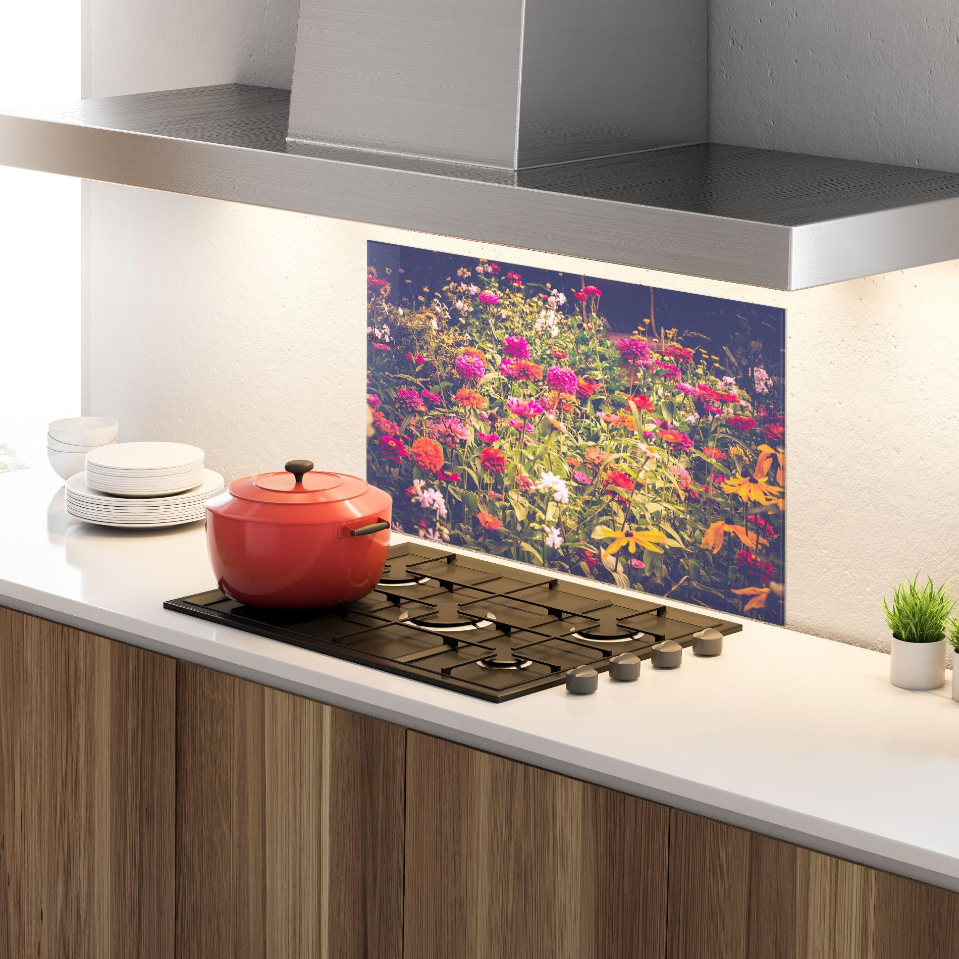 Стъклен панел за кухня Colorful Wild Field mockup 4