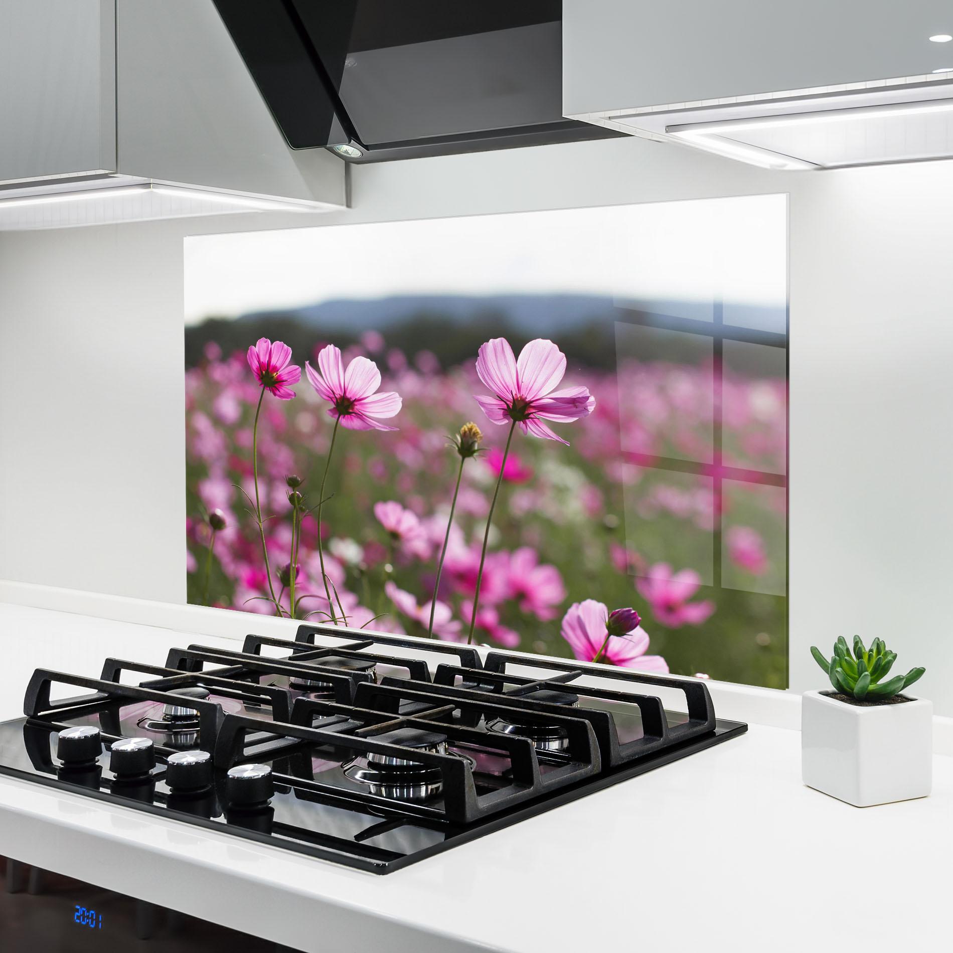 Стъклен панел за кухня Cosmos Flower mockup 6