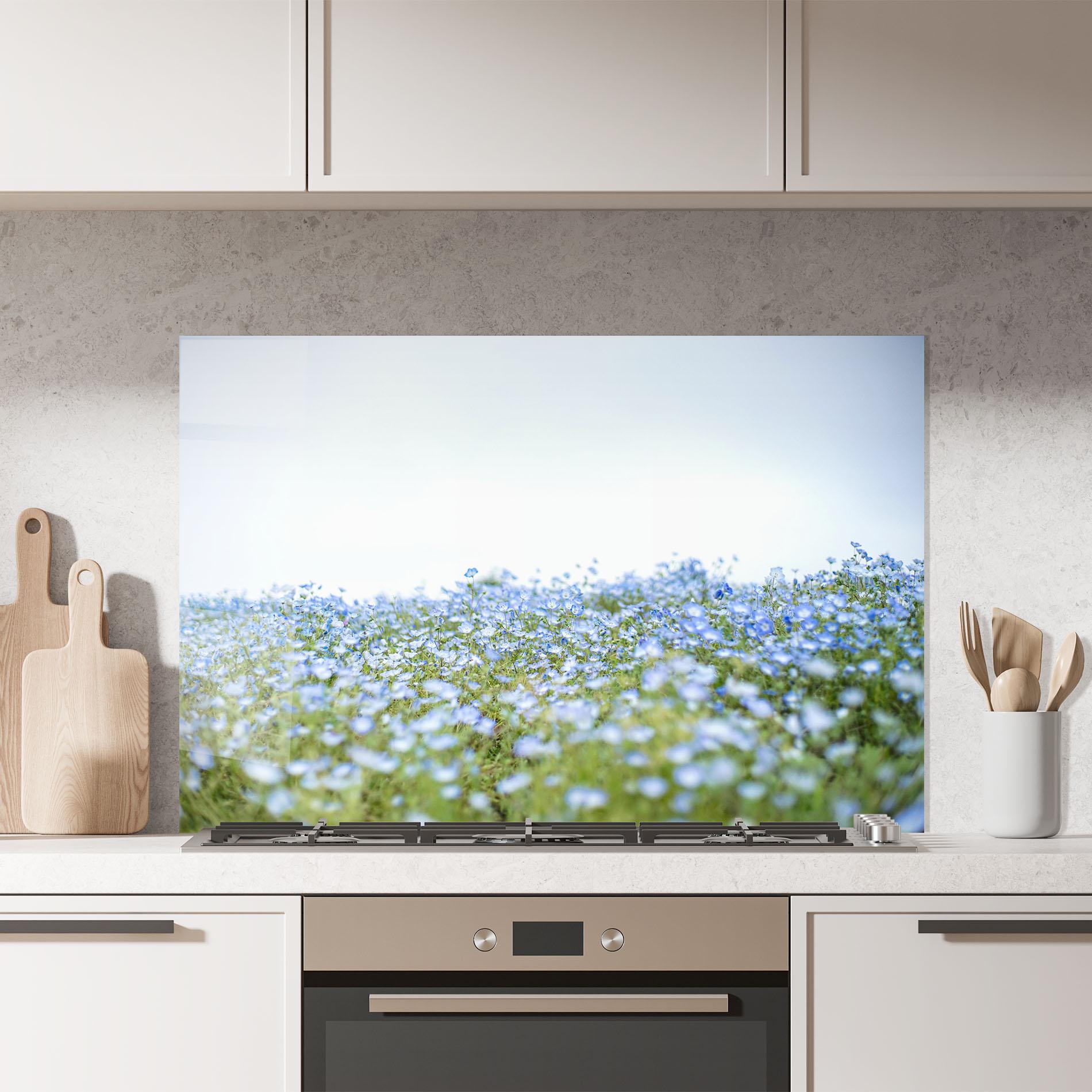 Стъклен панел за кухня Blue Wild Flowers mockup 7