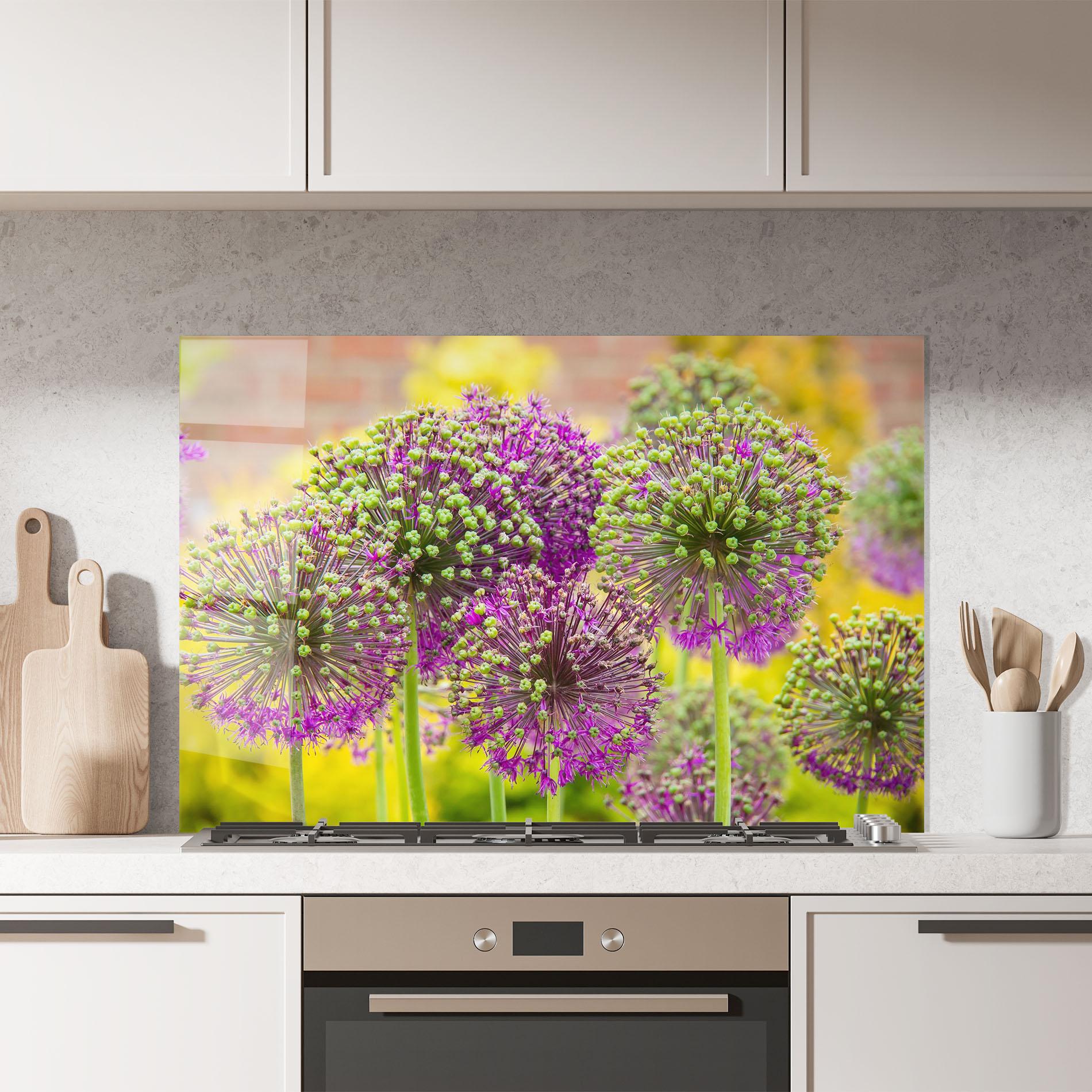 Стъклен панел за кухня Green Purple Garden mockup 7