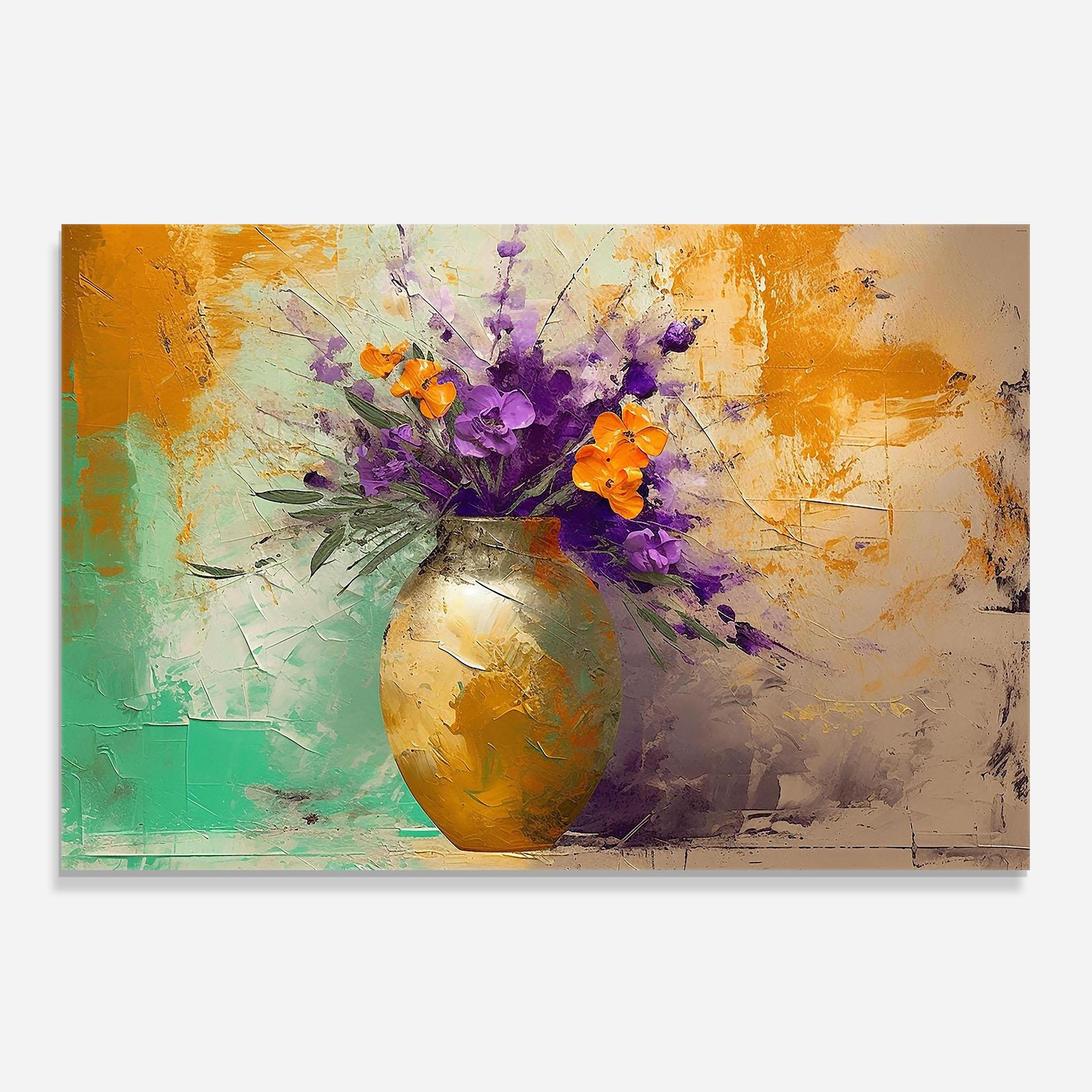 Стъклен панел за кухня Purple Orange Plant Vase mockup 0