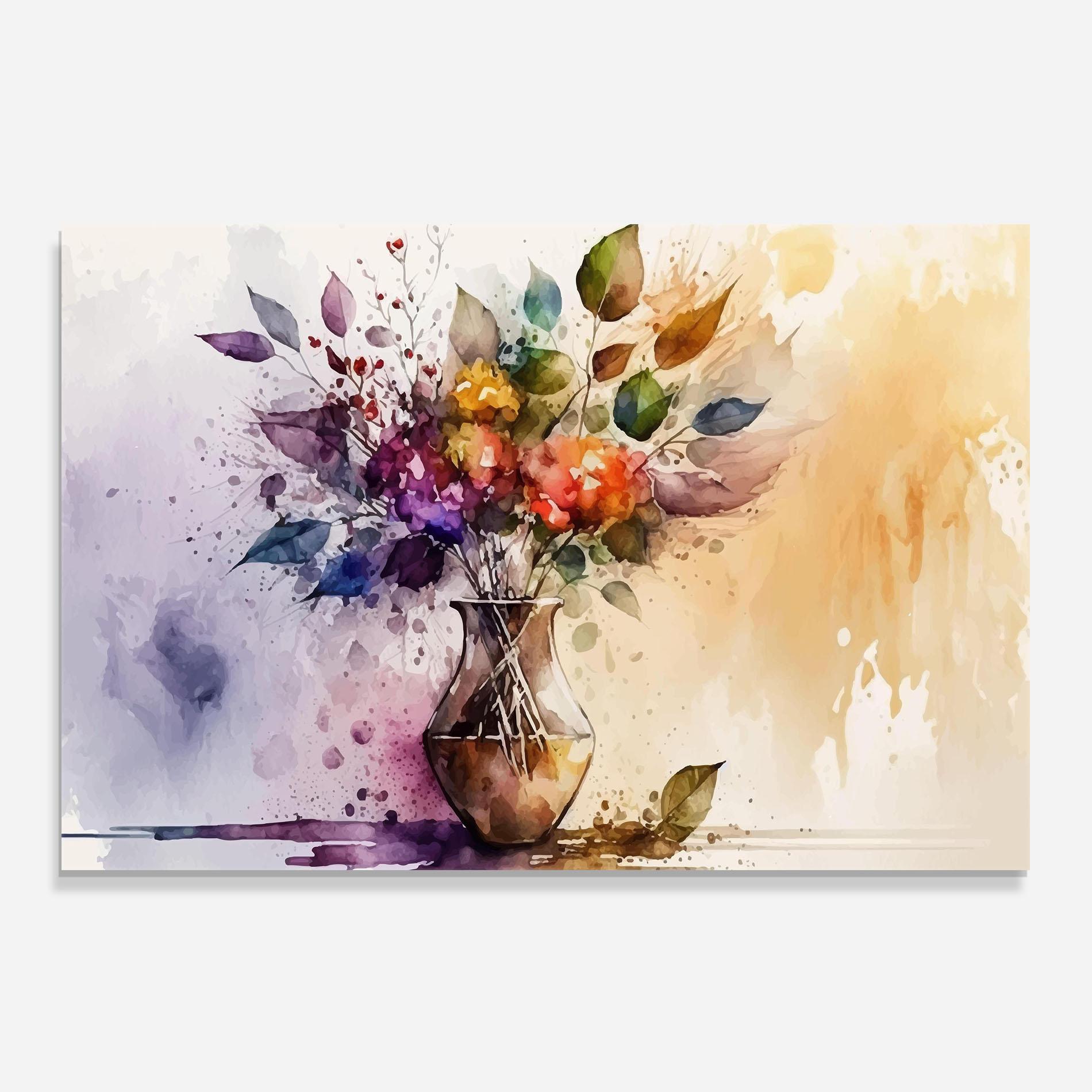 Стъклен панел за кухня Purple Orange Vase mockup 0