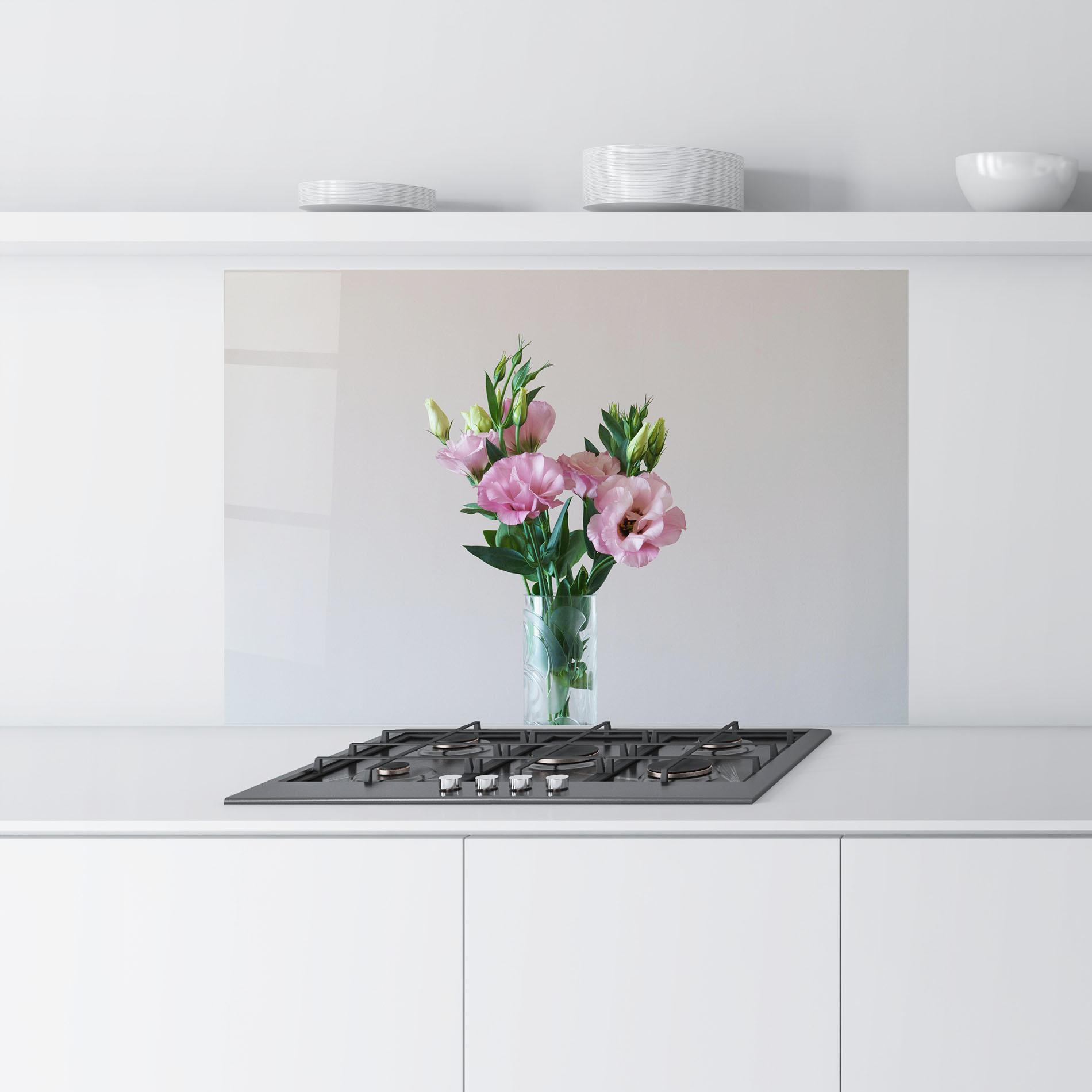 Стъклен панел за кухня Pretty Pink Flower Vase mockup 9