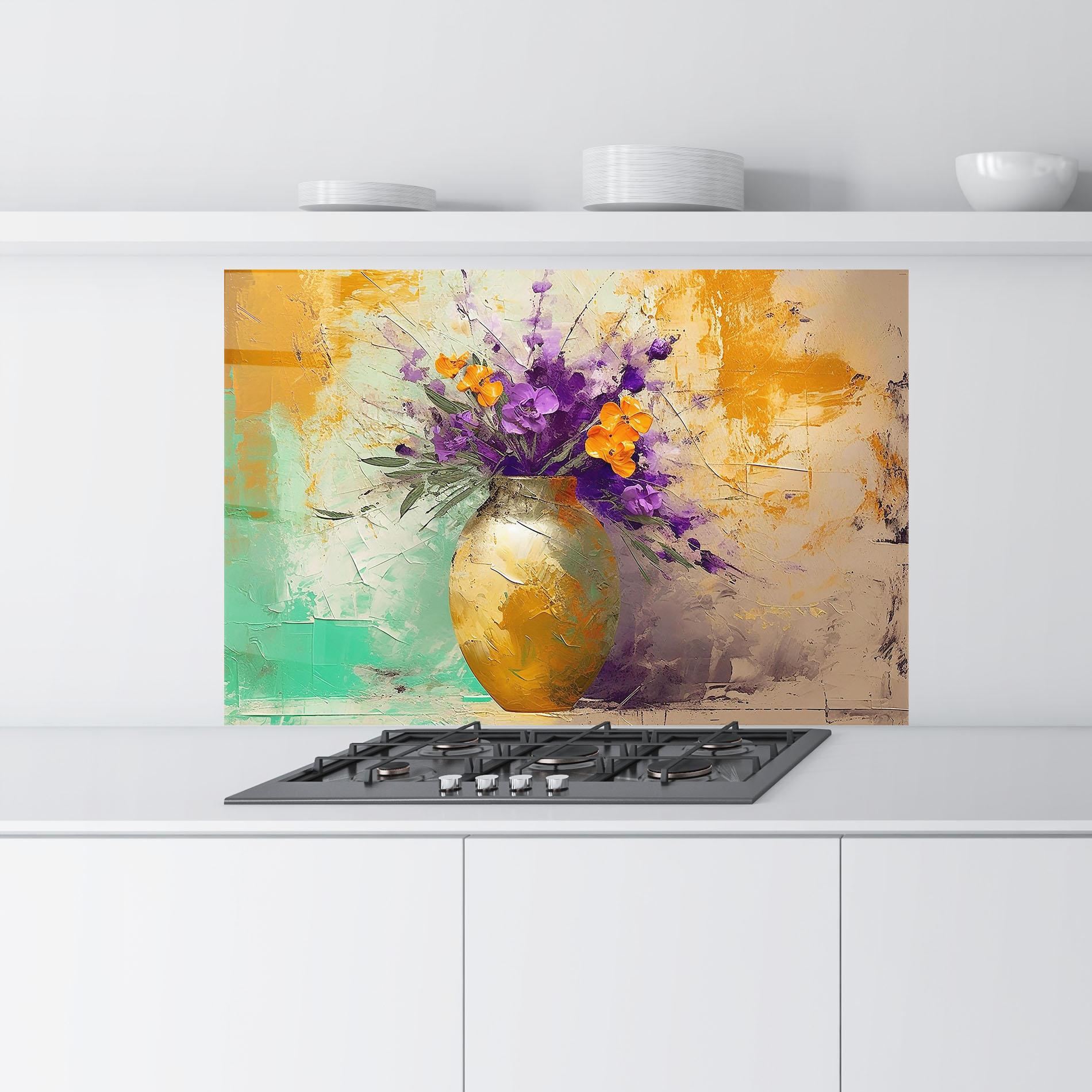 Стъклен панел за кухня Purple Orange Plant Vase mockup 9