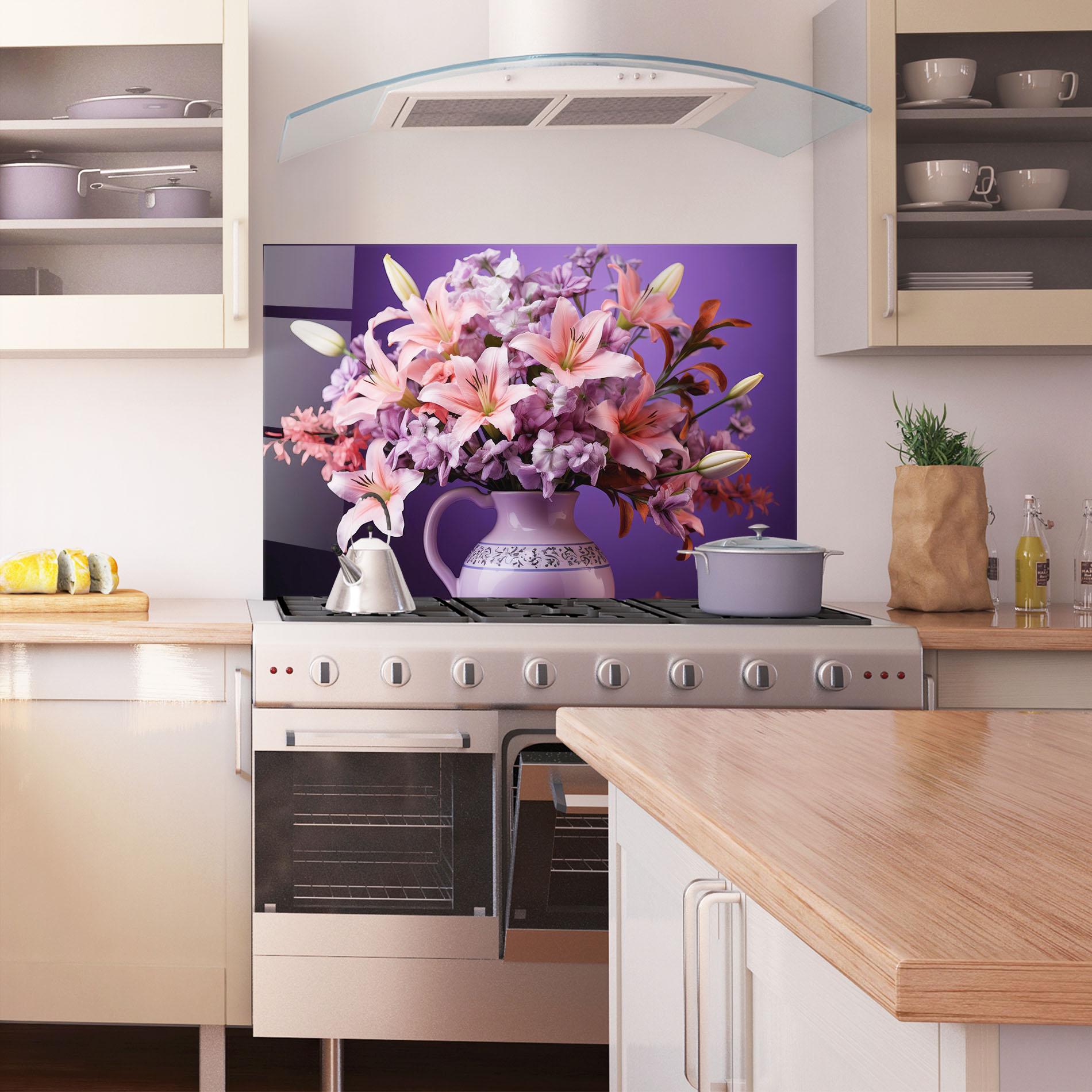 Стъклен панел за кухня Cute Purple Vase mockup 1