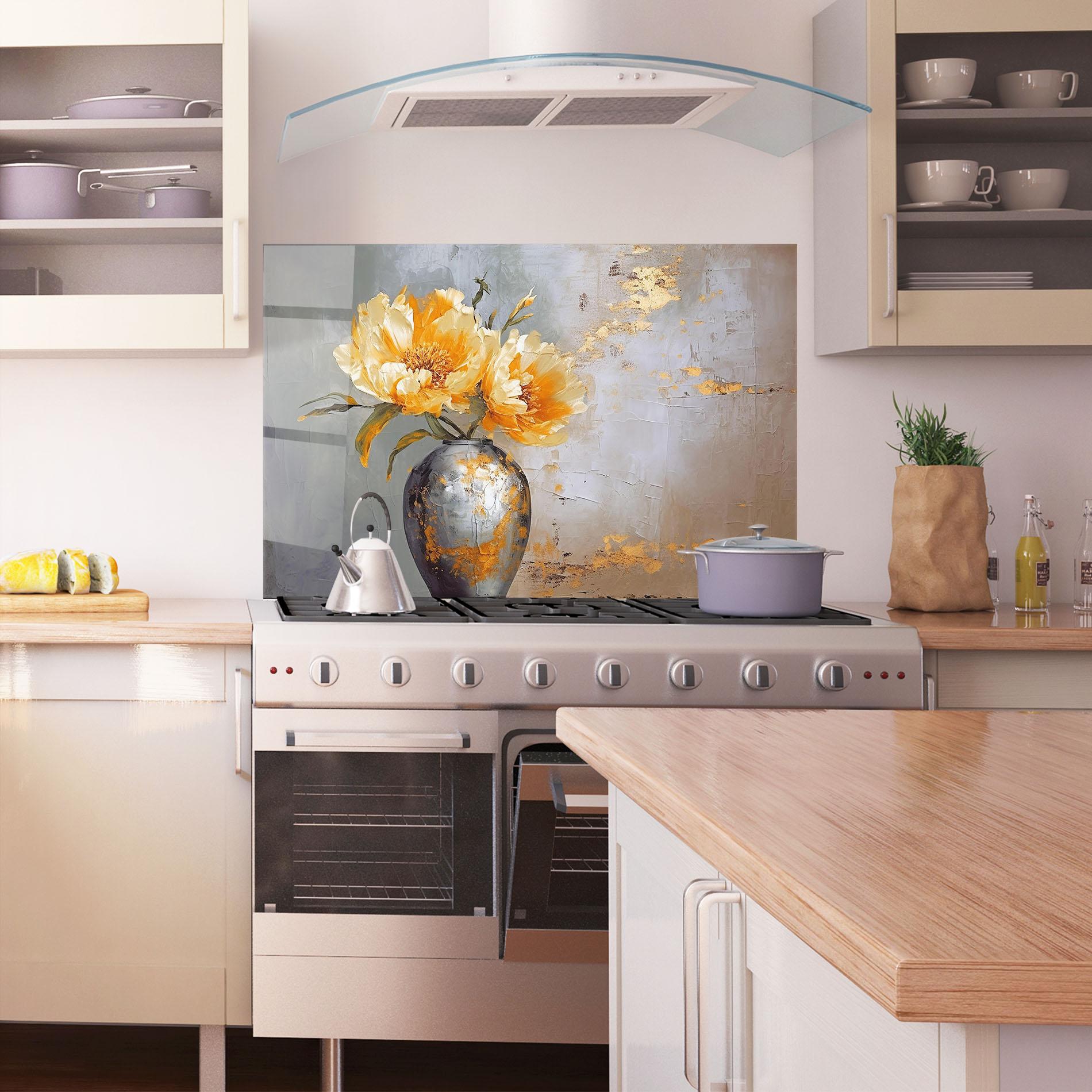 Стъклен панел за кухня Grey Painting Vase mockup 1