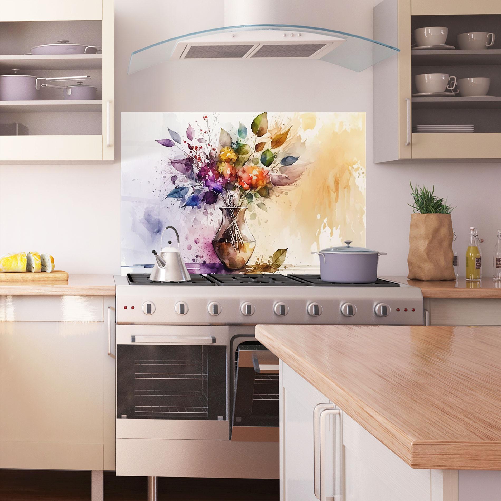 Стъклен панел за кухня Purple Orange Vase mockup 1