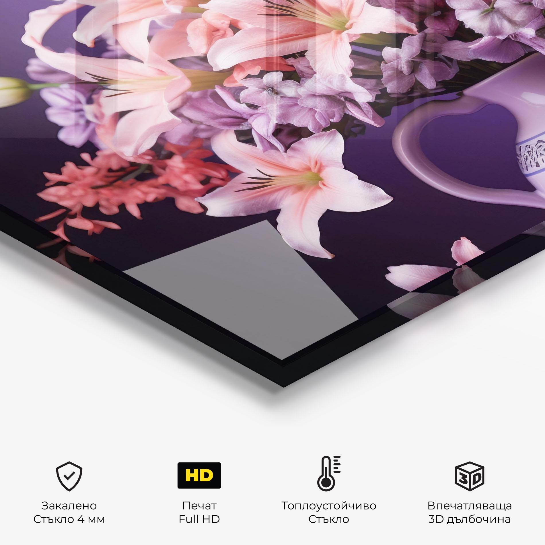 Стъклен панел за кухня Cute Purple Vase mockup 2