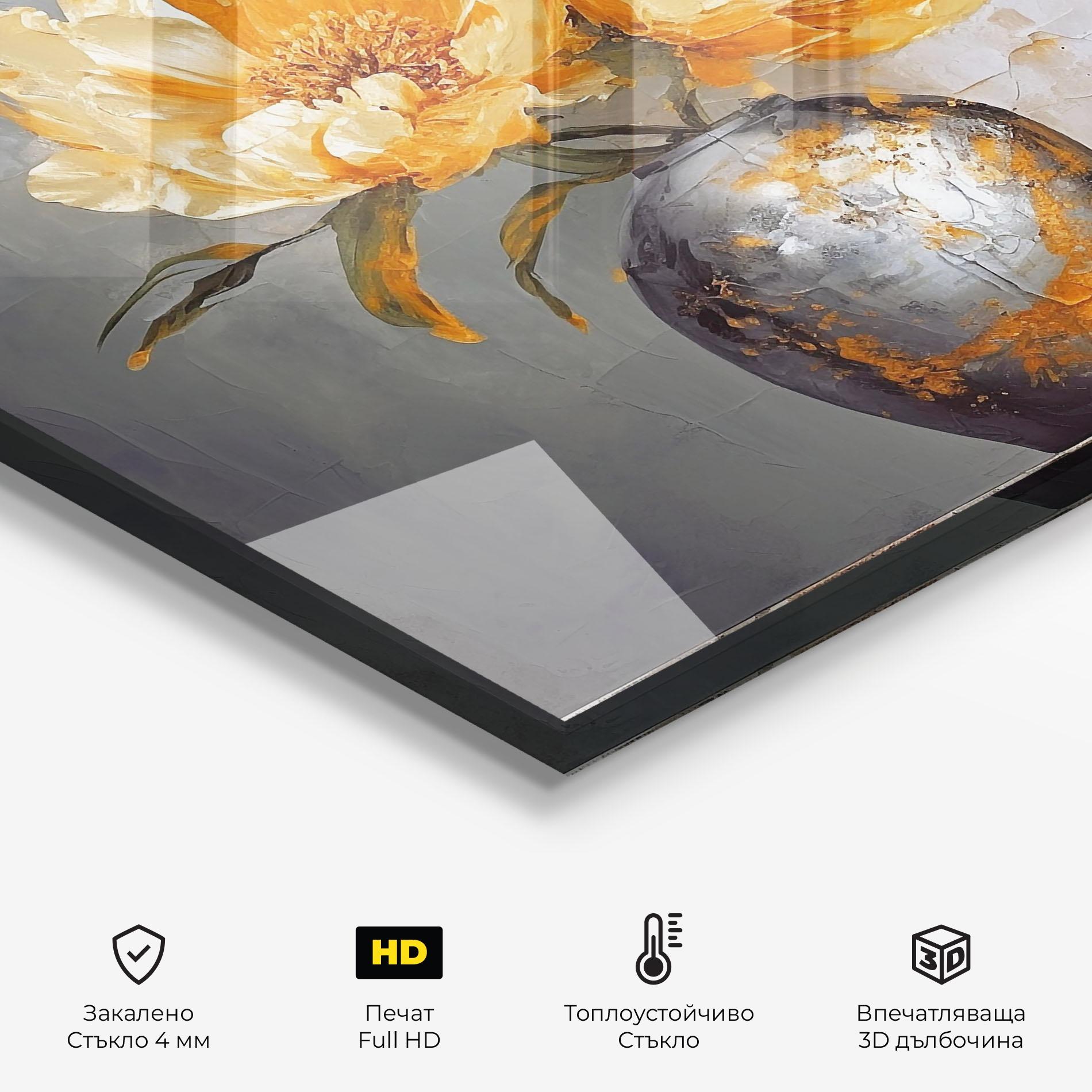 Стъклен панел за кухня Grey Painting Vase mockup 2