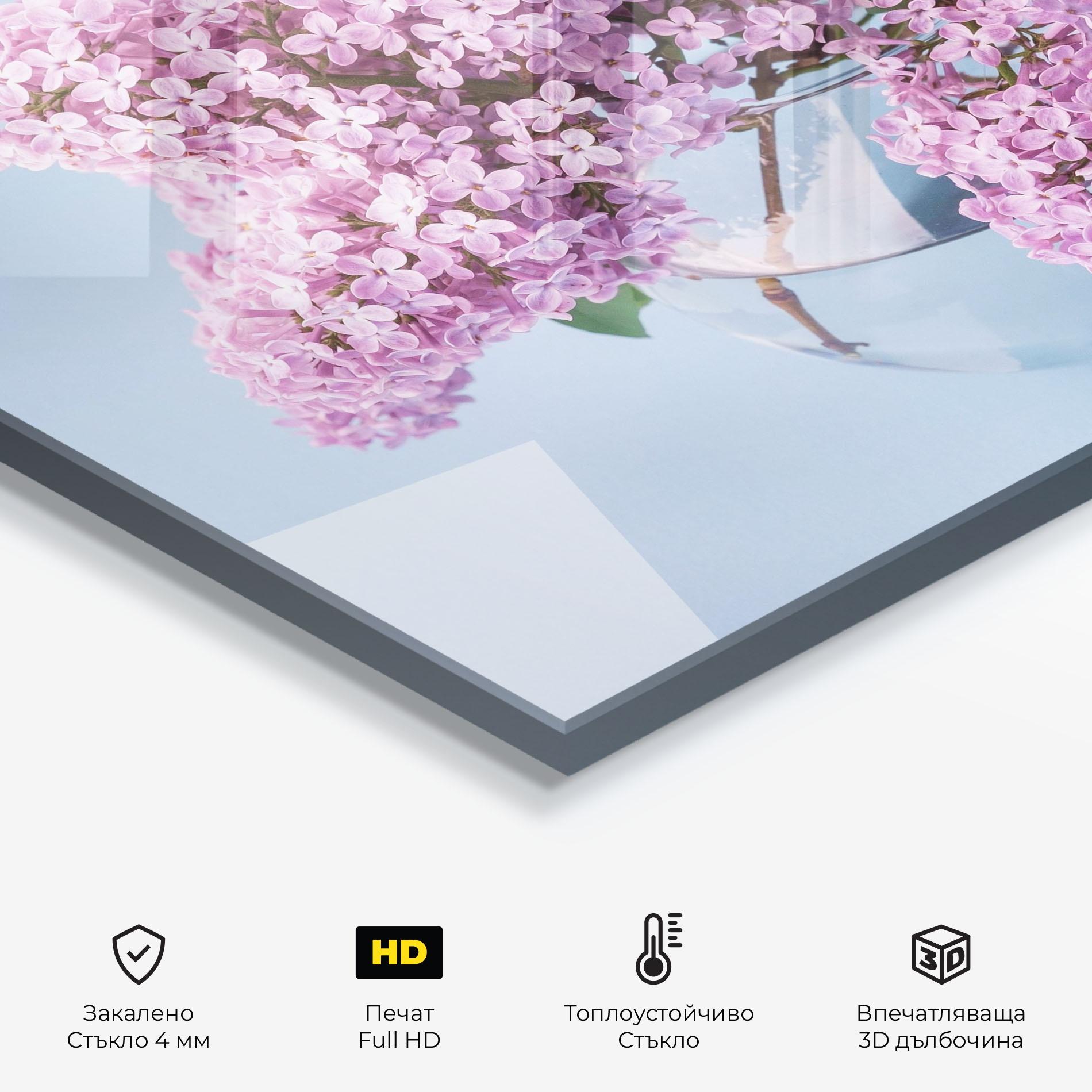 Стъклен панел за кухня Lilac Flower mockup 2