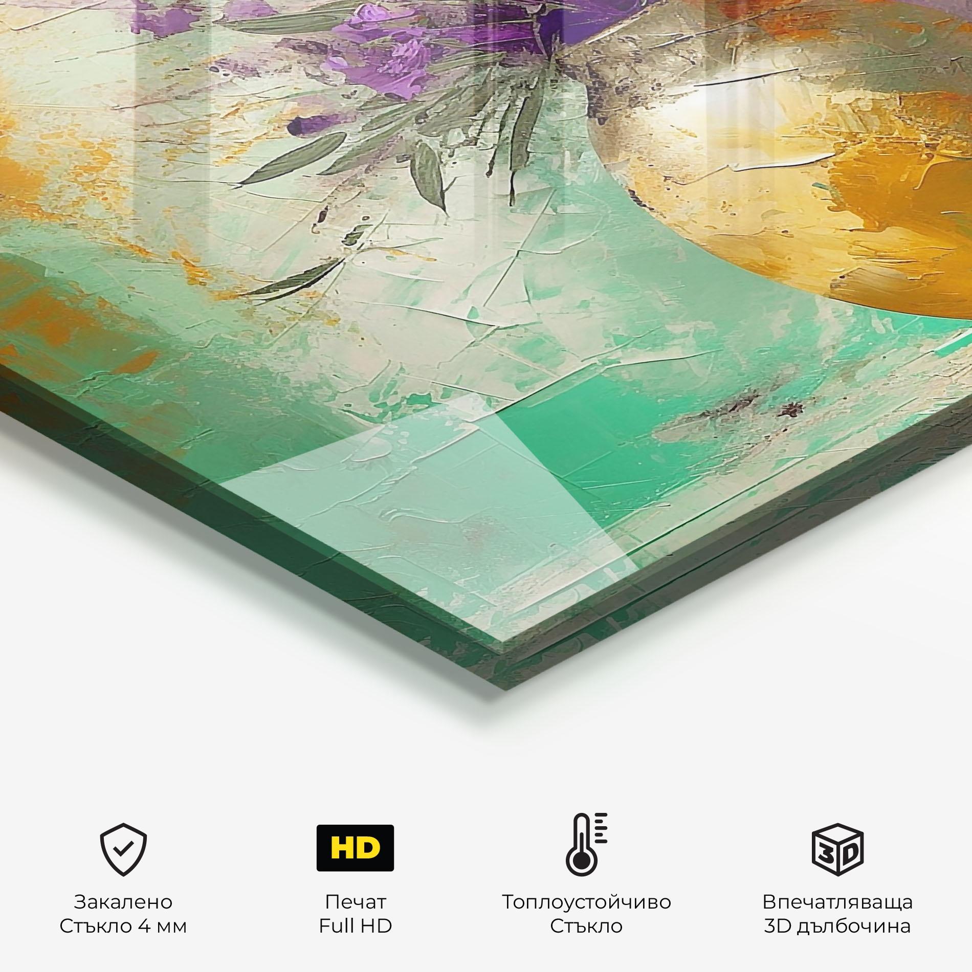 Стъклен панел за кухня Purple Orange Plant Vase mockup 2