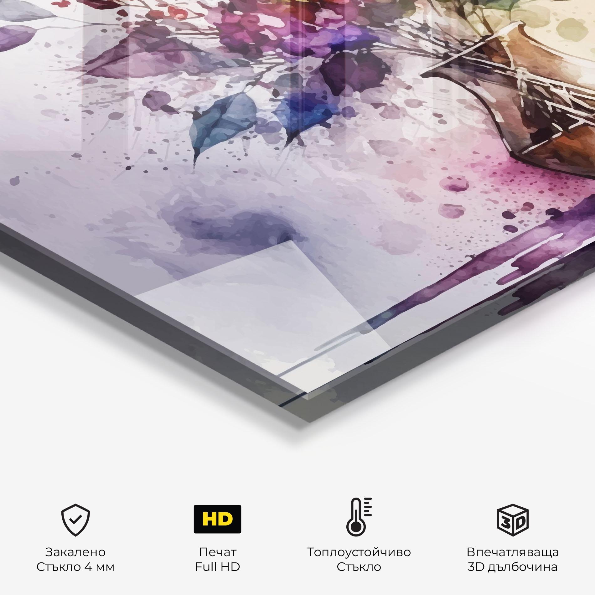 Стъклен панел за кухня Purple Orange Vase mockup 2