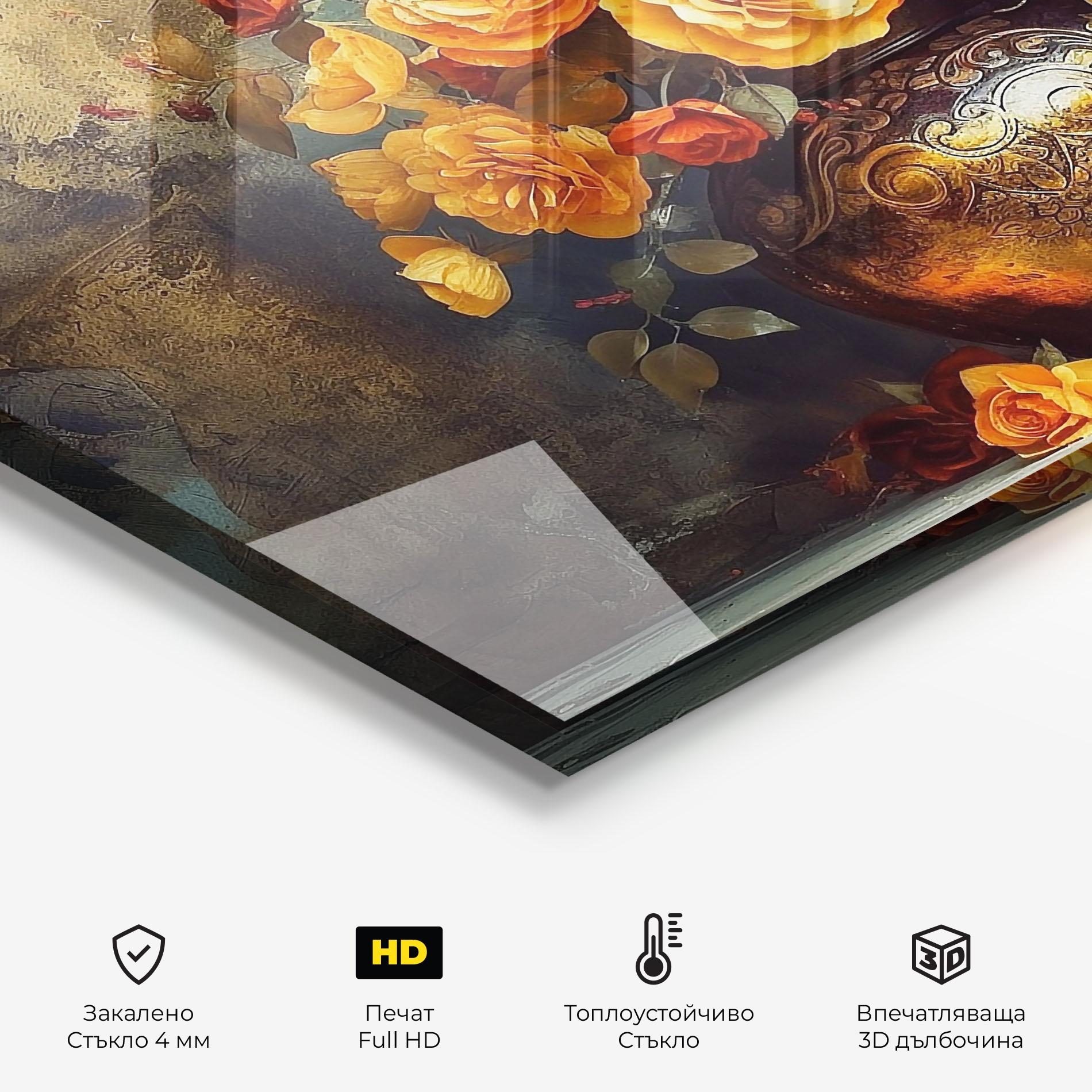 Стъклен панел за кухня Red Orange Flower Vase mockup 2