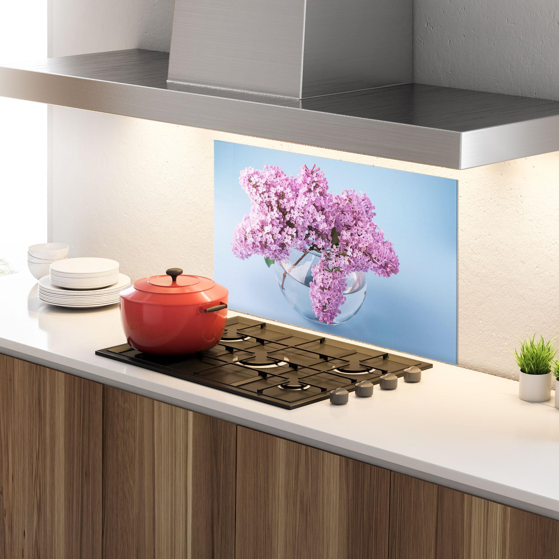 Стъклен панел за кухня Lilac Flower mockup 4