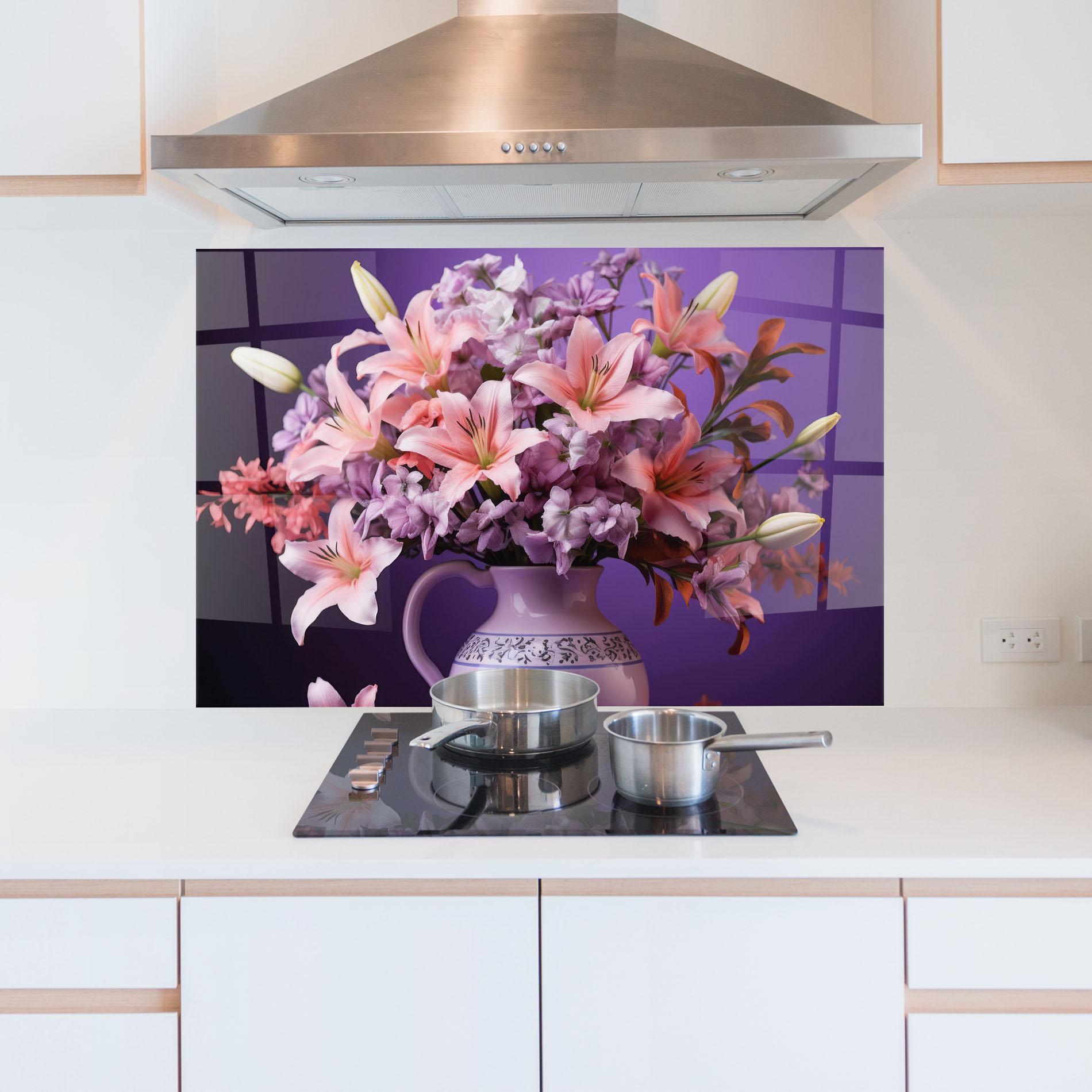 Стъклен панел за кухня Cute Purple Vase mockup 5