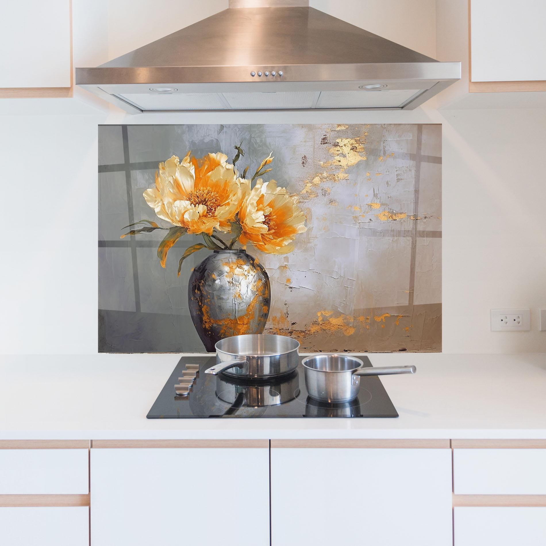 Стъклен панел за кухня Grey Painting Vase mockup 5