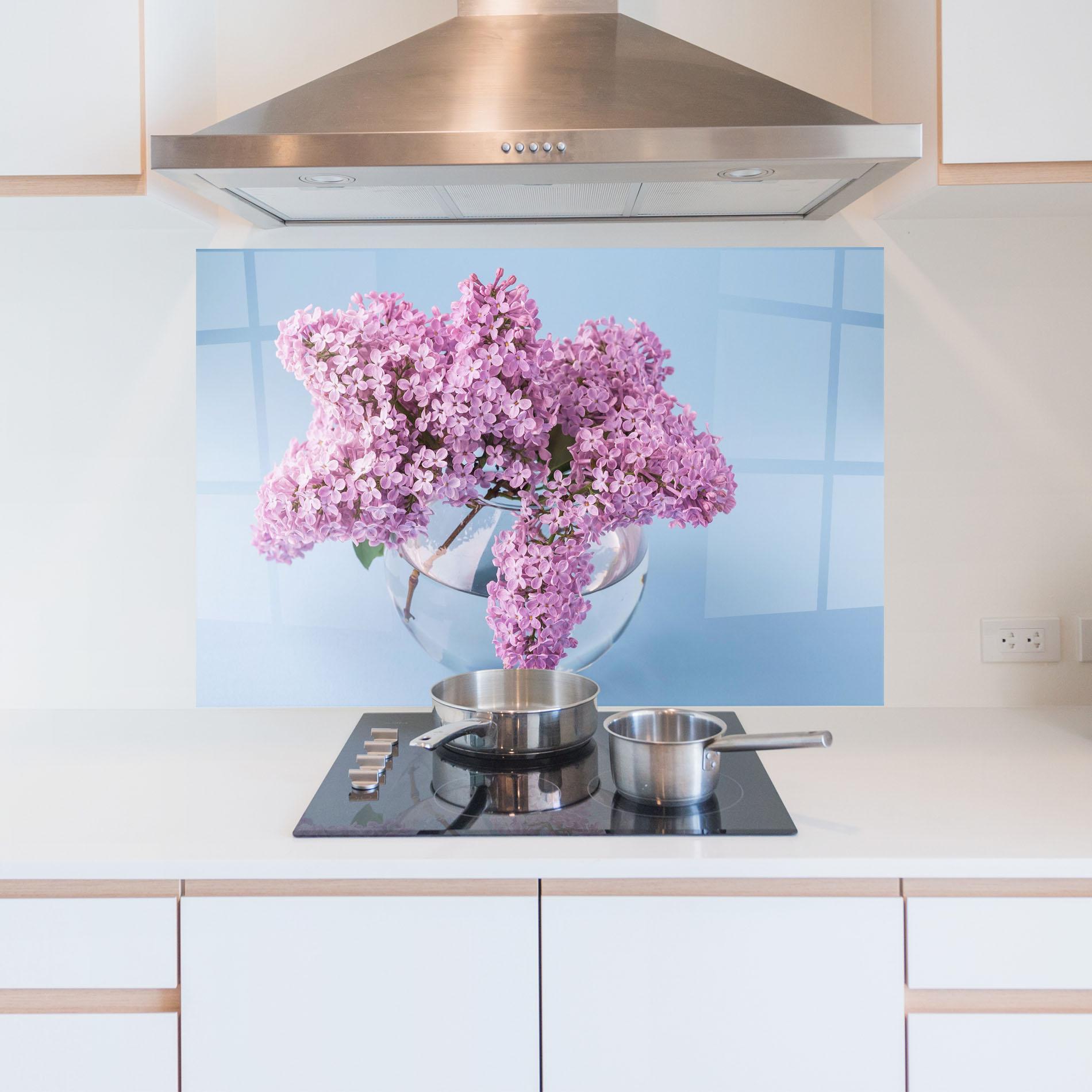 Стъклен панел за кухня Lilac Flower mockup 5