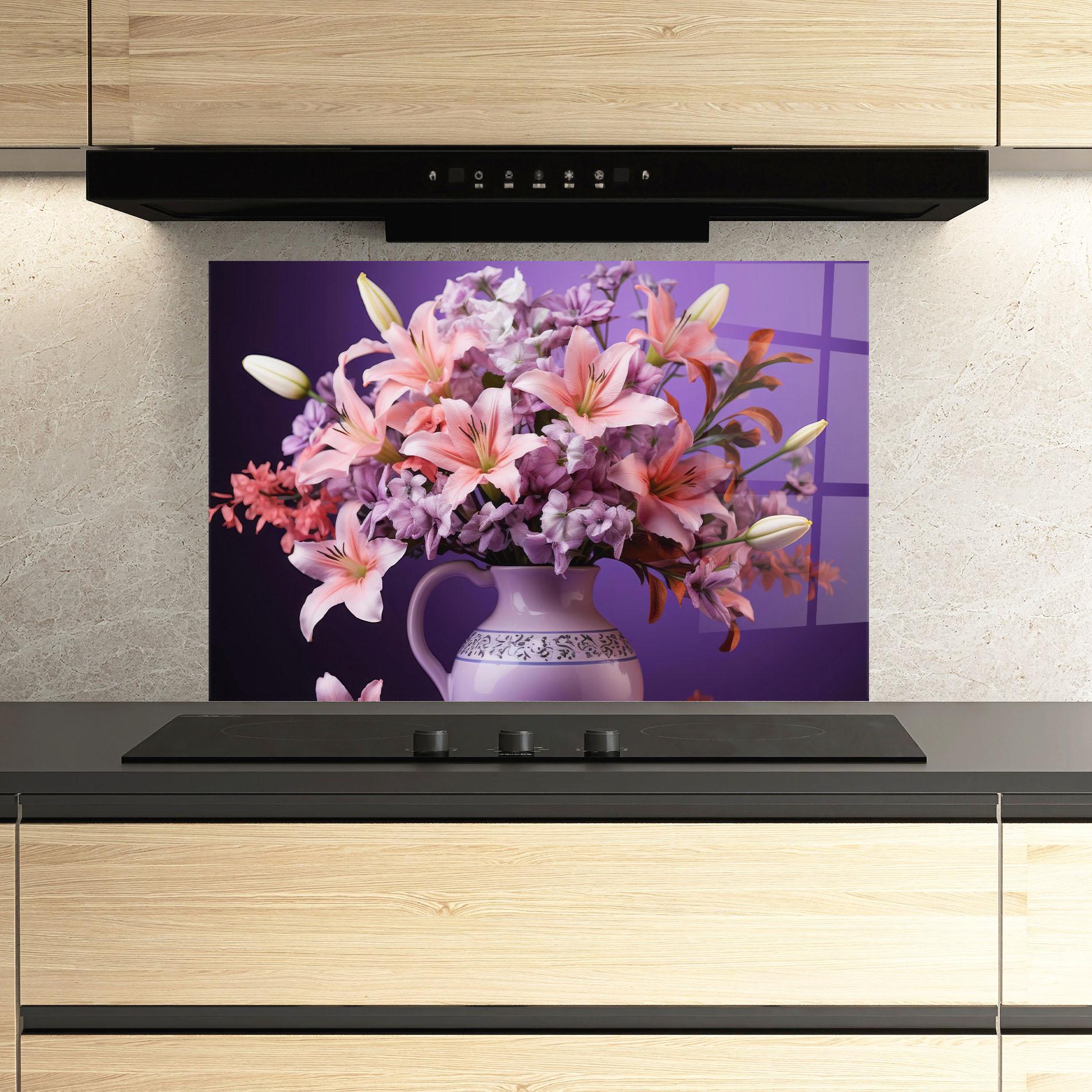 Стъклен панел за кухня Cute Purple Vase mockup 3