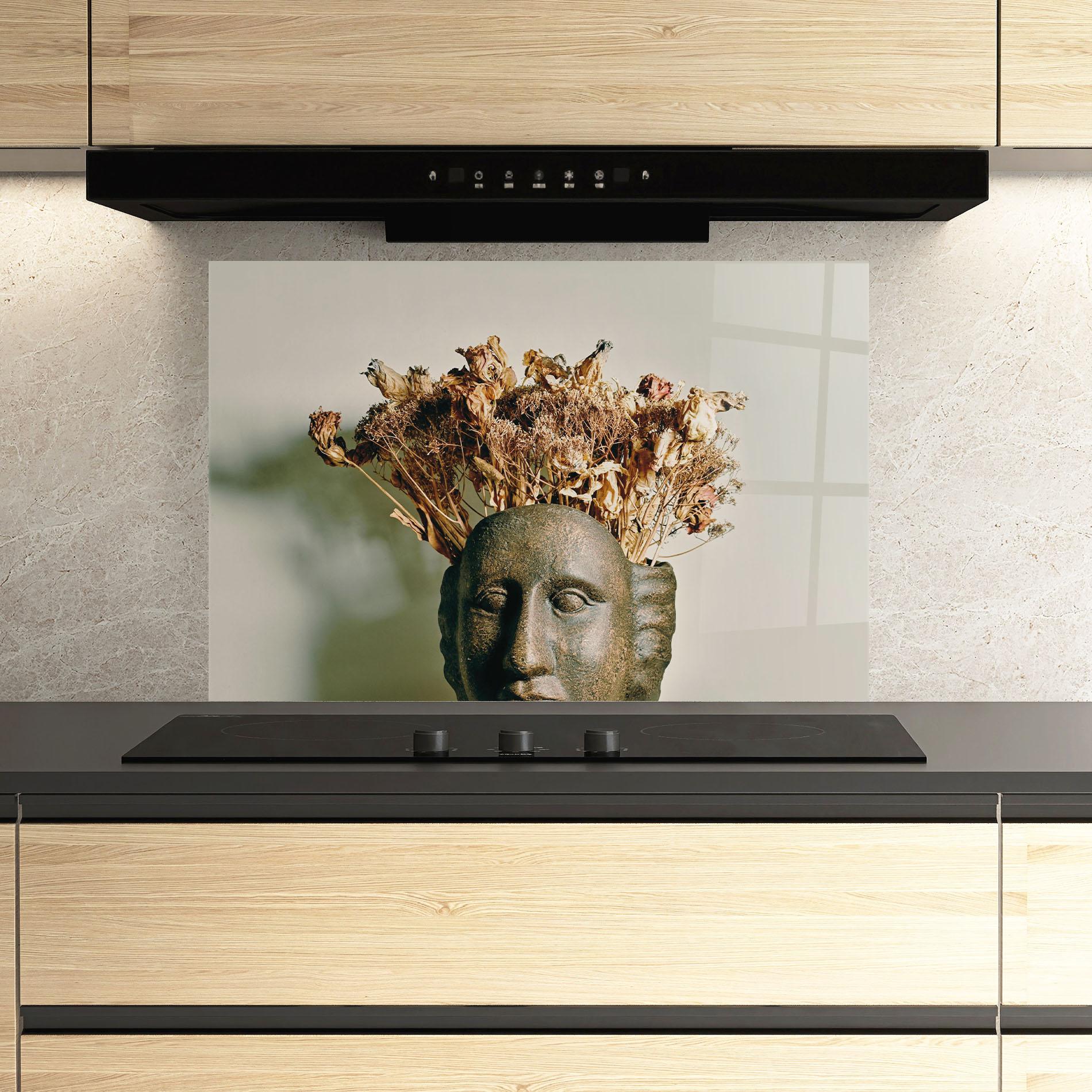 Стъклен панел за кухня Face Vase mockup 3